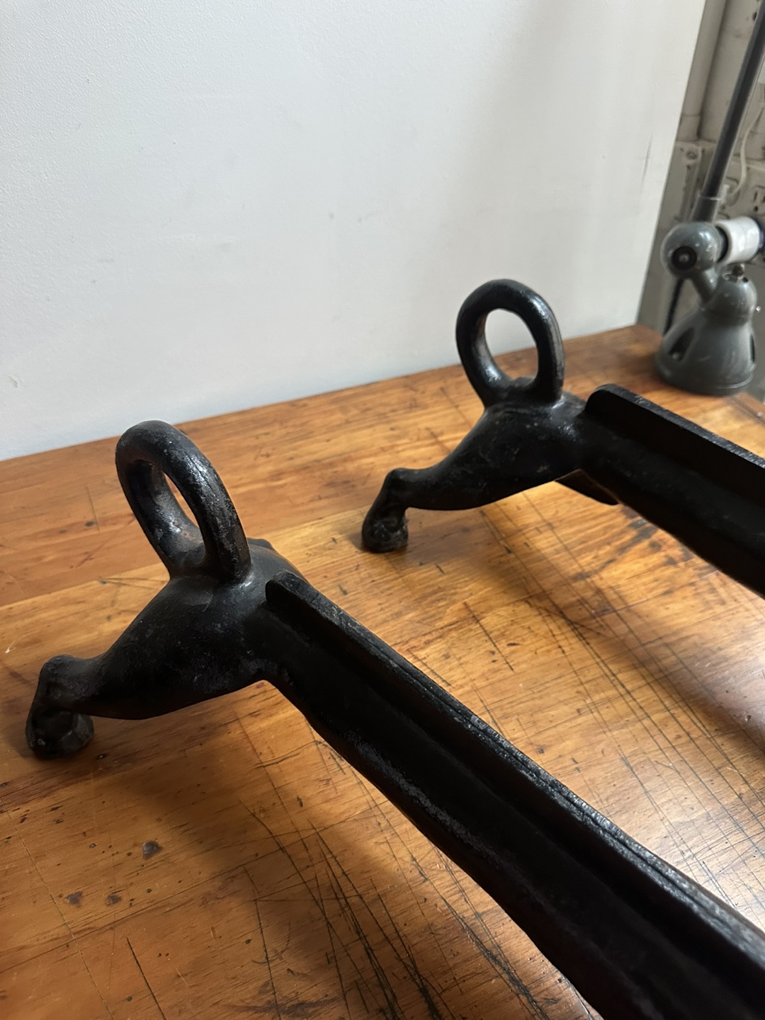 Antique Cast Iron Dachshund Pair Boot Scraper Door Stops HEAVY - photo 3