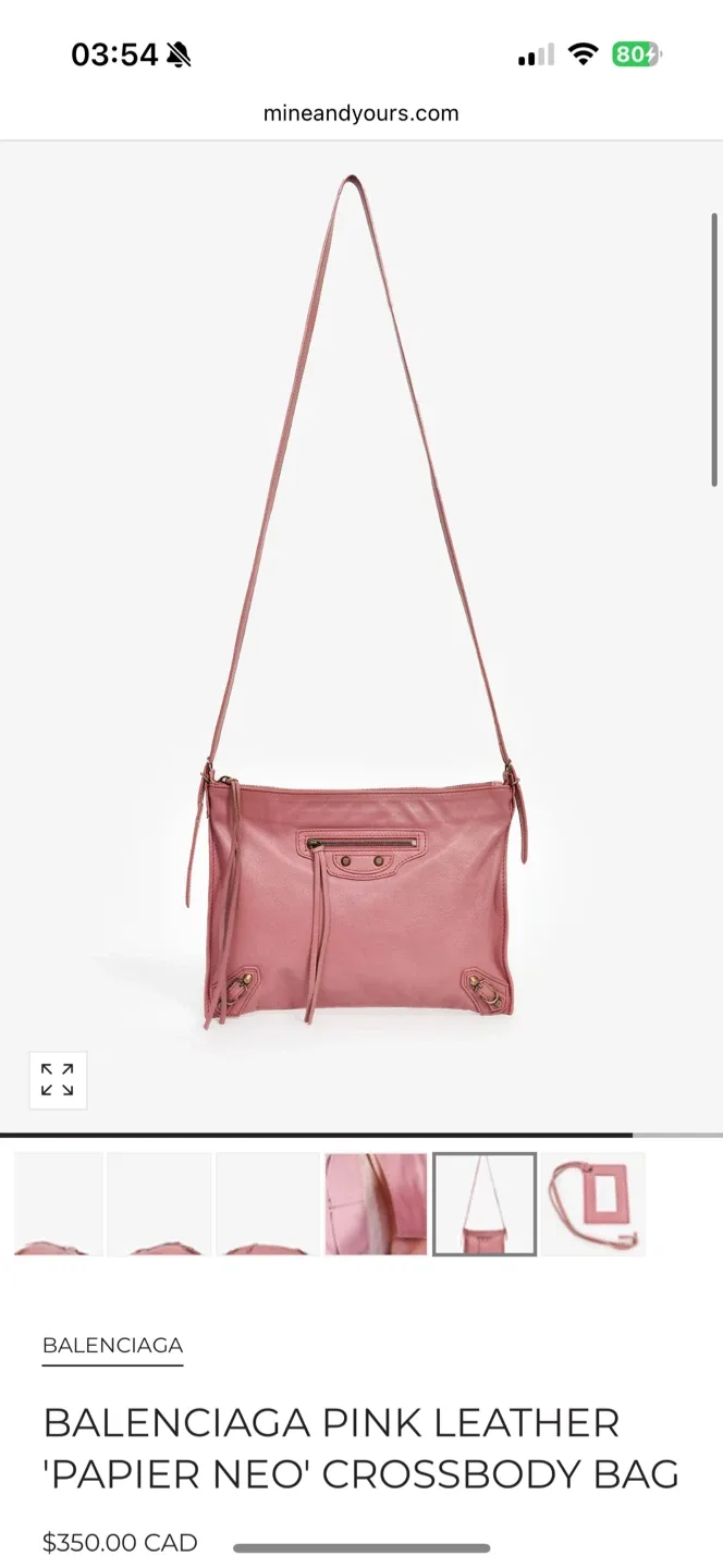 Balenciaga Pink Leather 'Papier Neo' Crossbody Bag