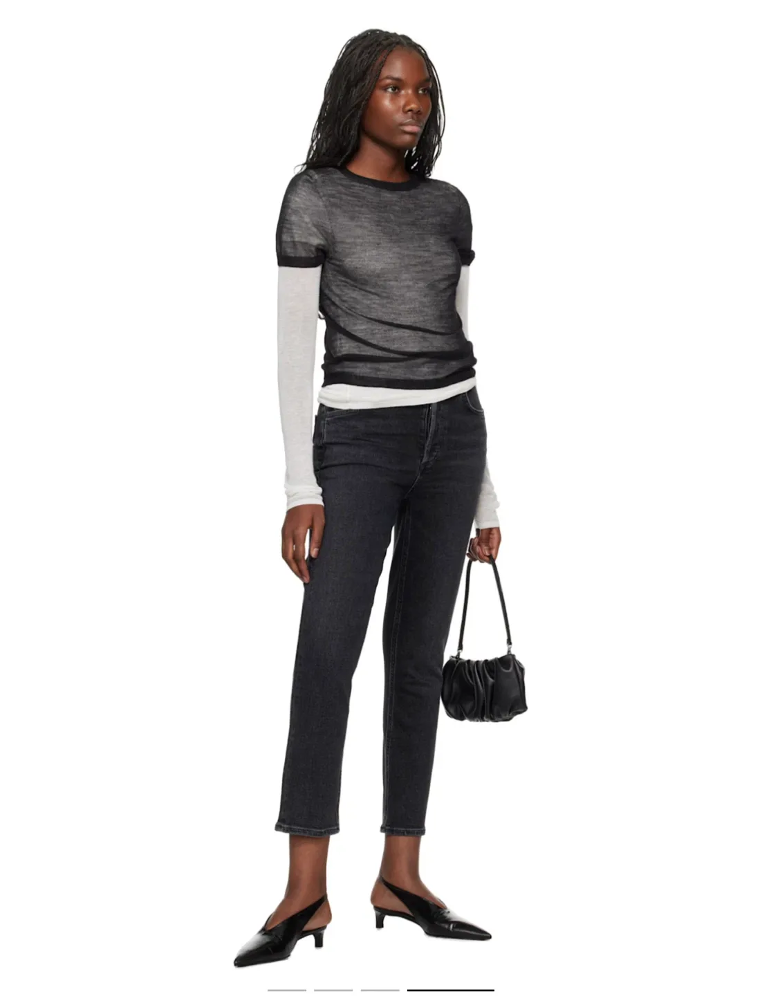 Agolde Black Ankle Jeans with wear to hem