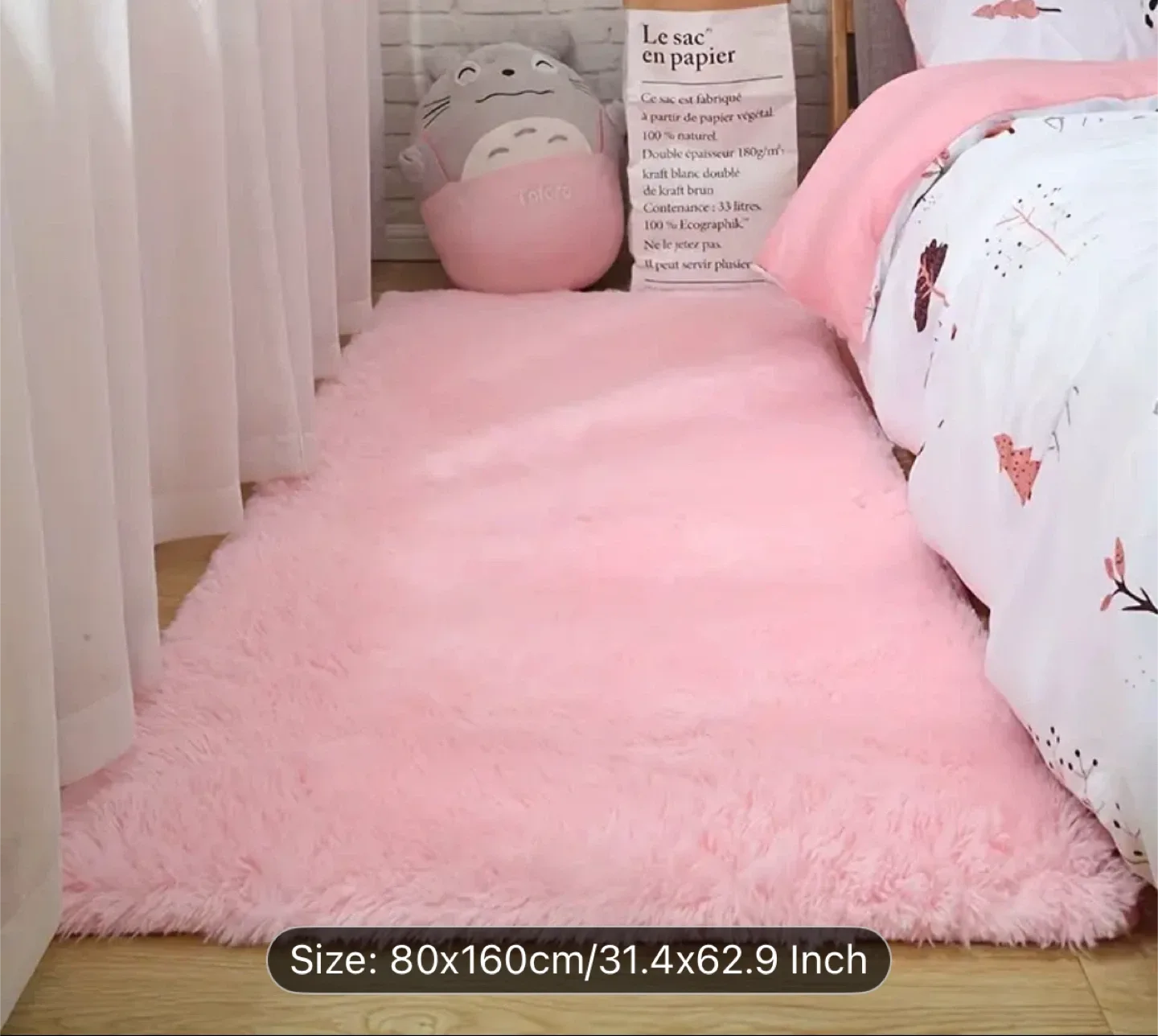 BRAND NEW. Pink Fluffy Rug (80x160cm)