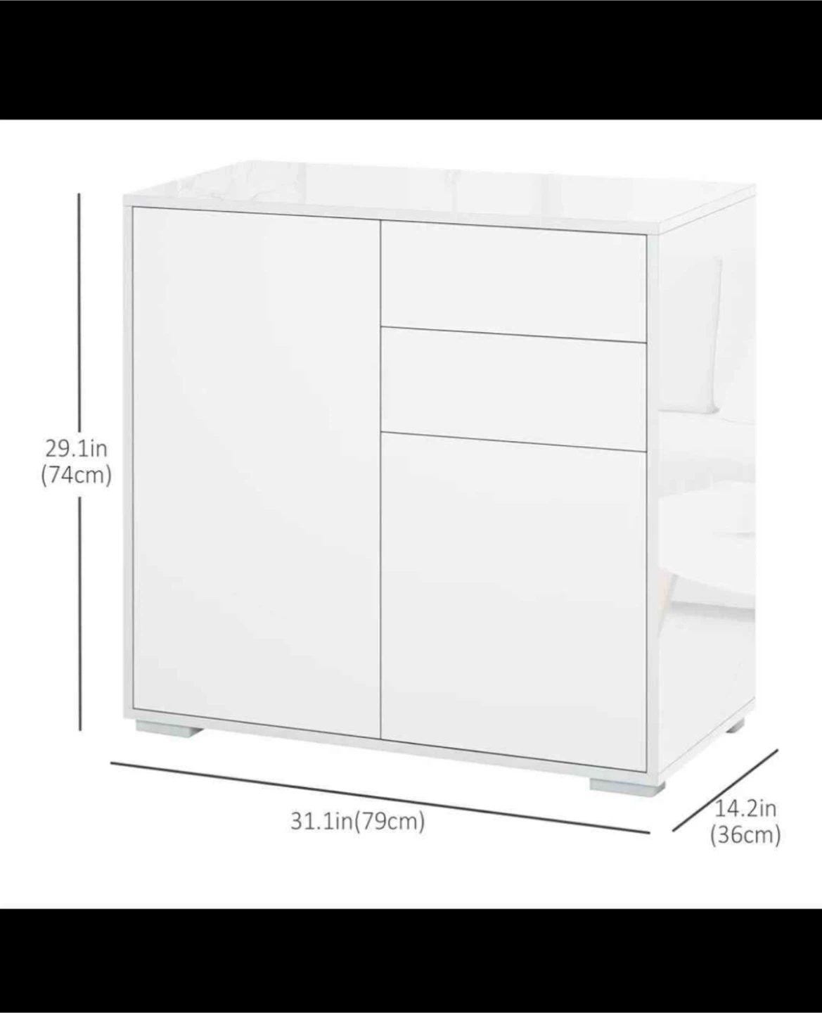 White Cabinet with Door and Drawers - photo 2