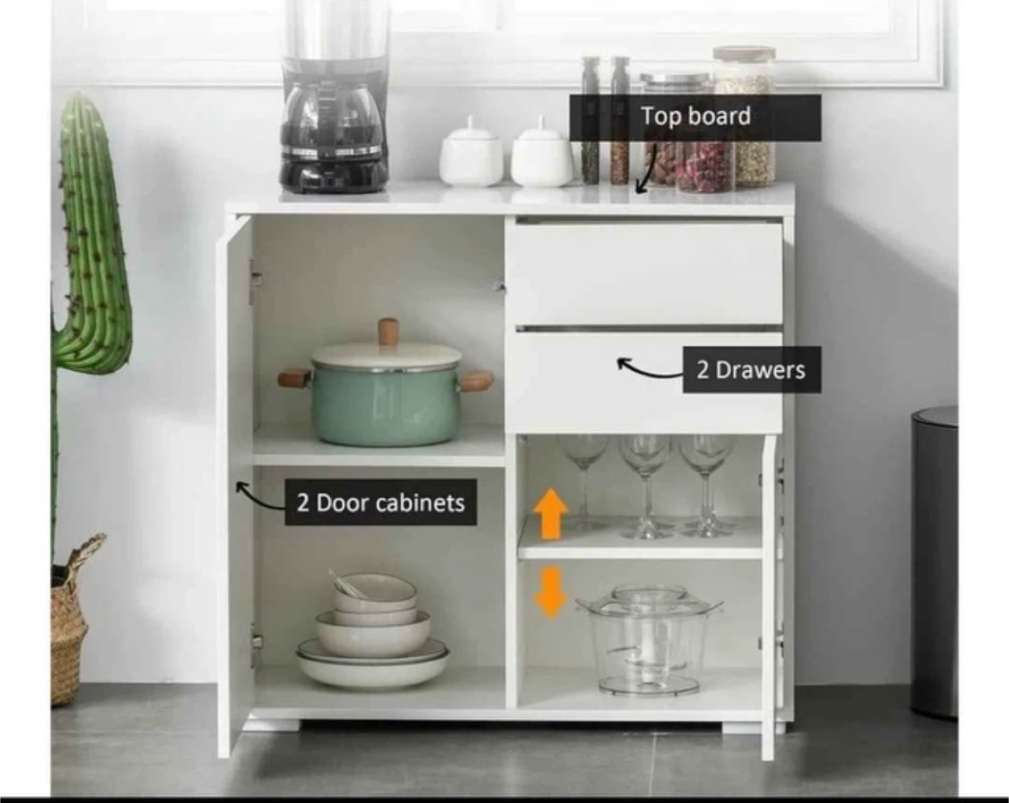 White Cabinet with Door and Drawers
