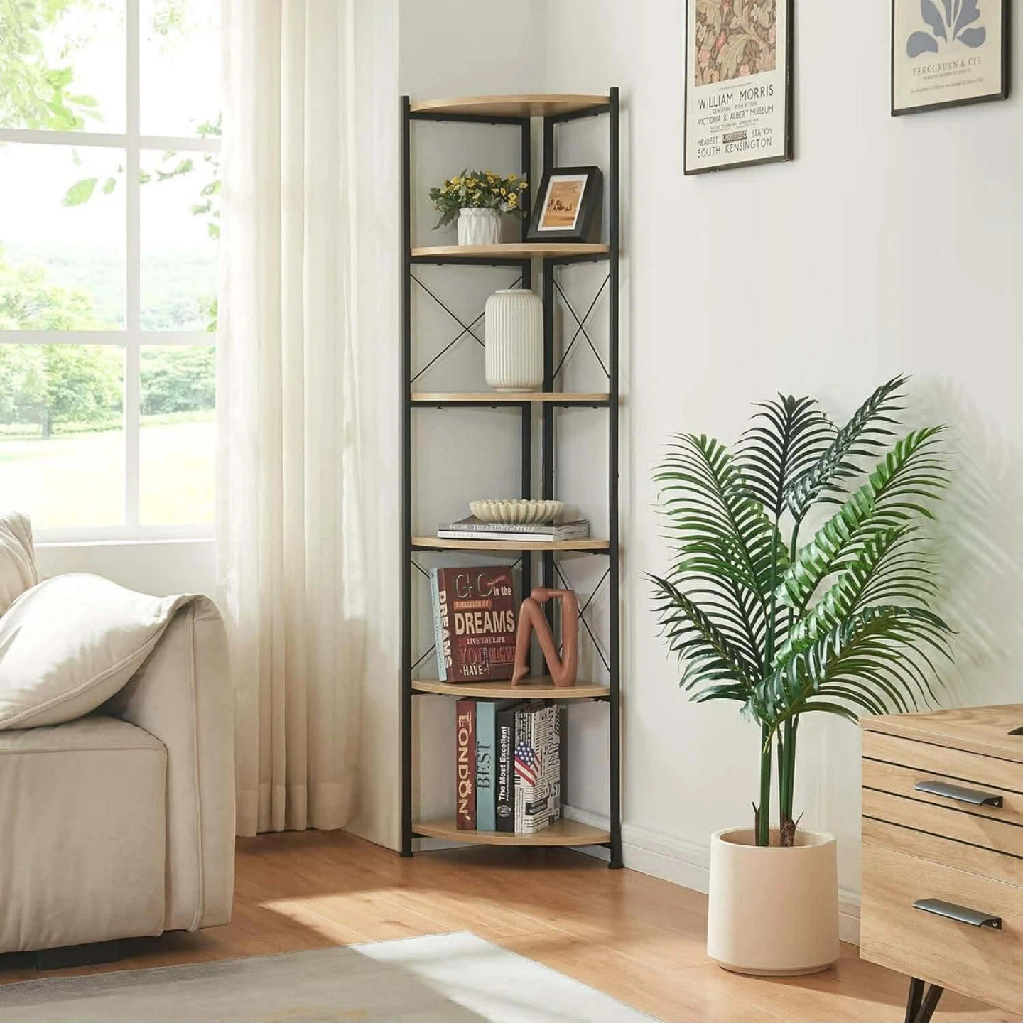 Corner Shelf, 5-Tier Bookshelf