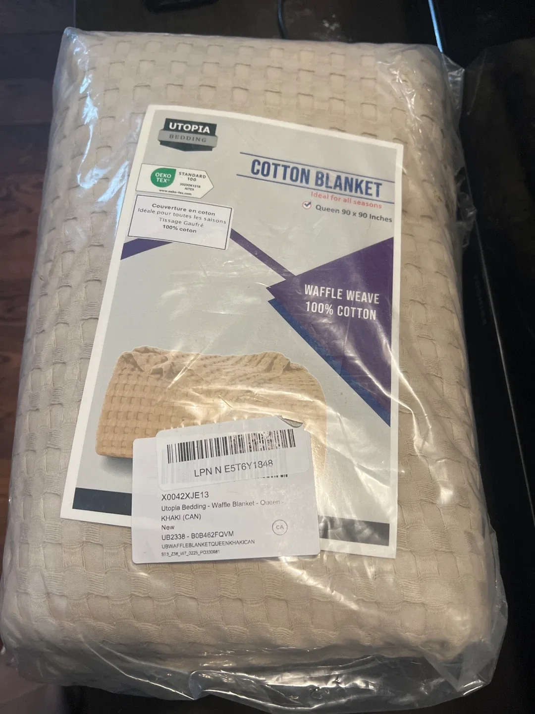 New Utopia Bedding Waffle Blanket - Queen, Khaki