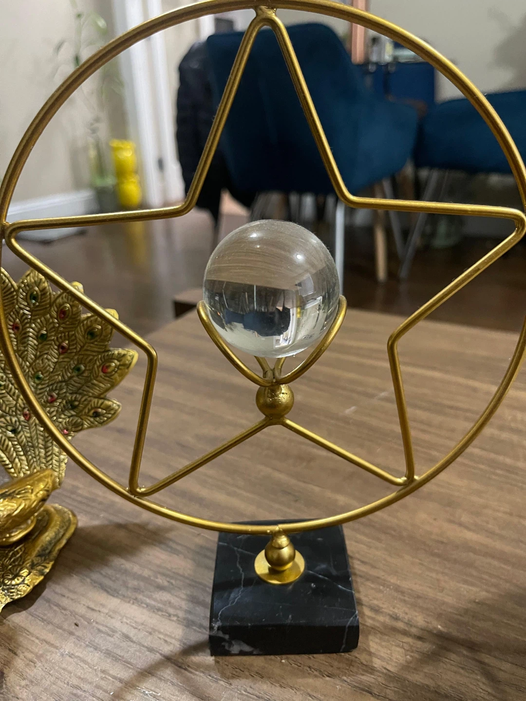 Crystal Ball with Star Stand Home Decor