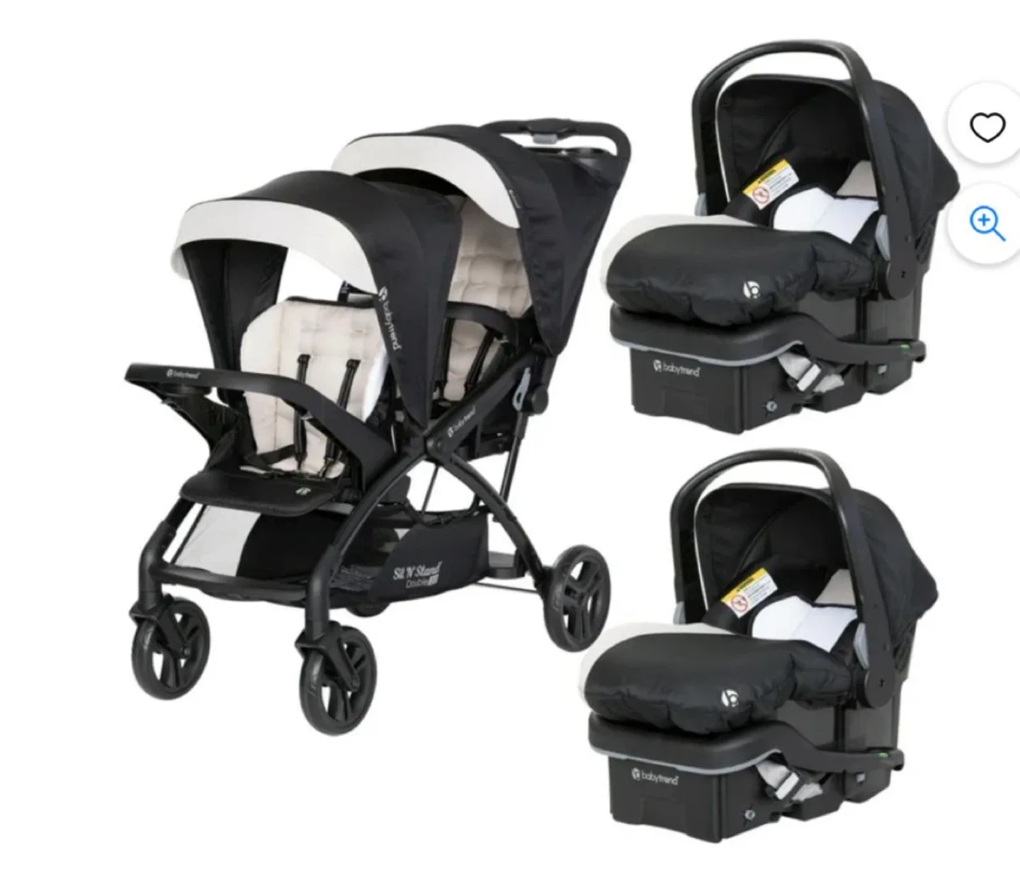 Baby Trend Sit N' Stand Double Stroller & Car Seats