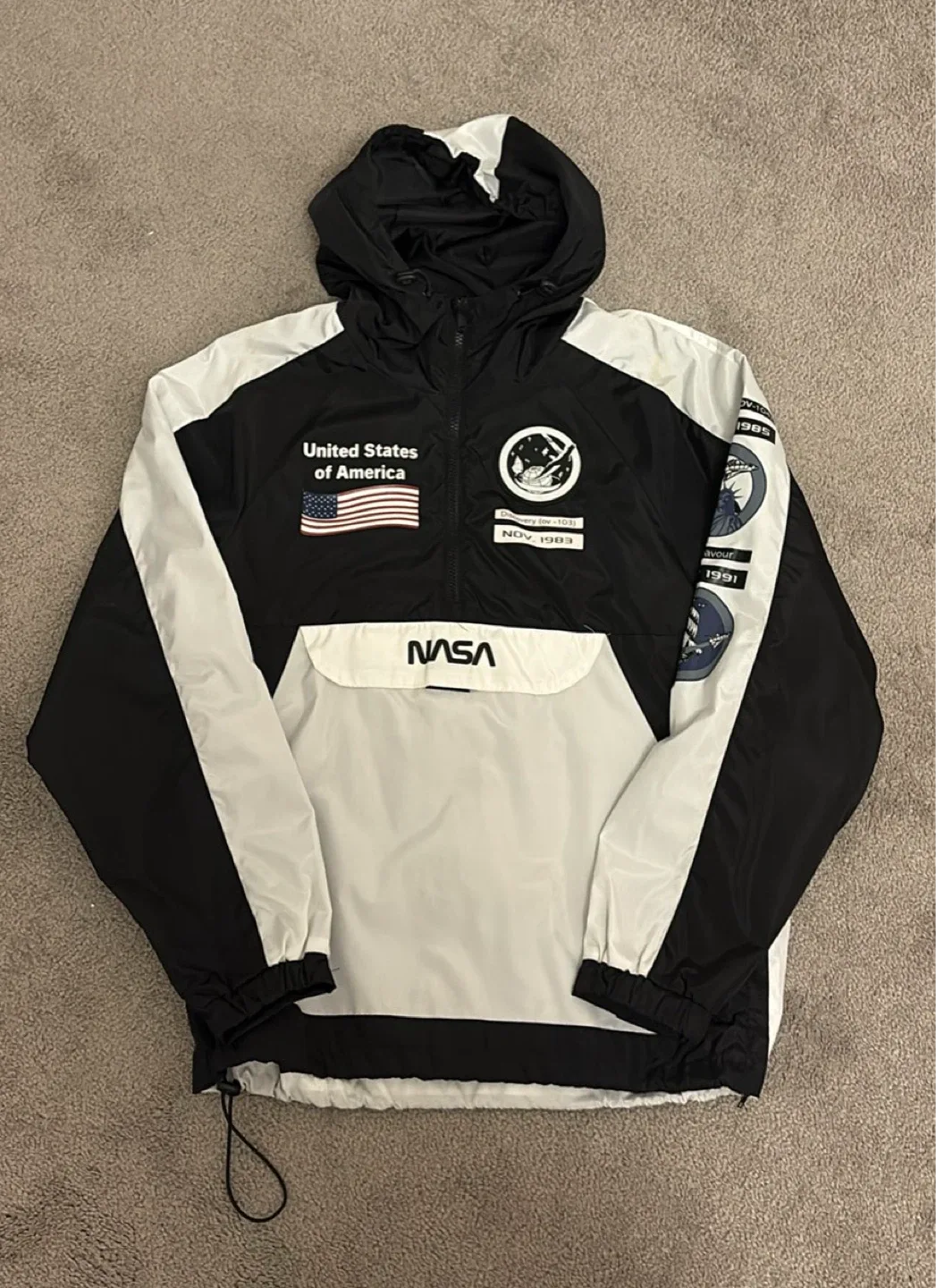 NASA Pullover Jacket - Black & White