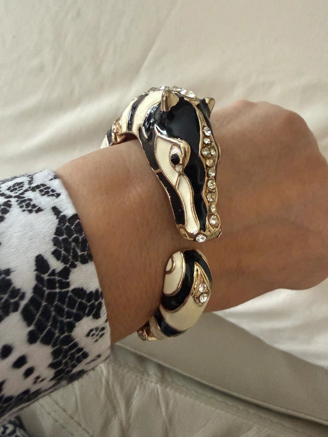 Zebra Head Bangle Bracelet - Black & White - photo 2