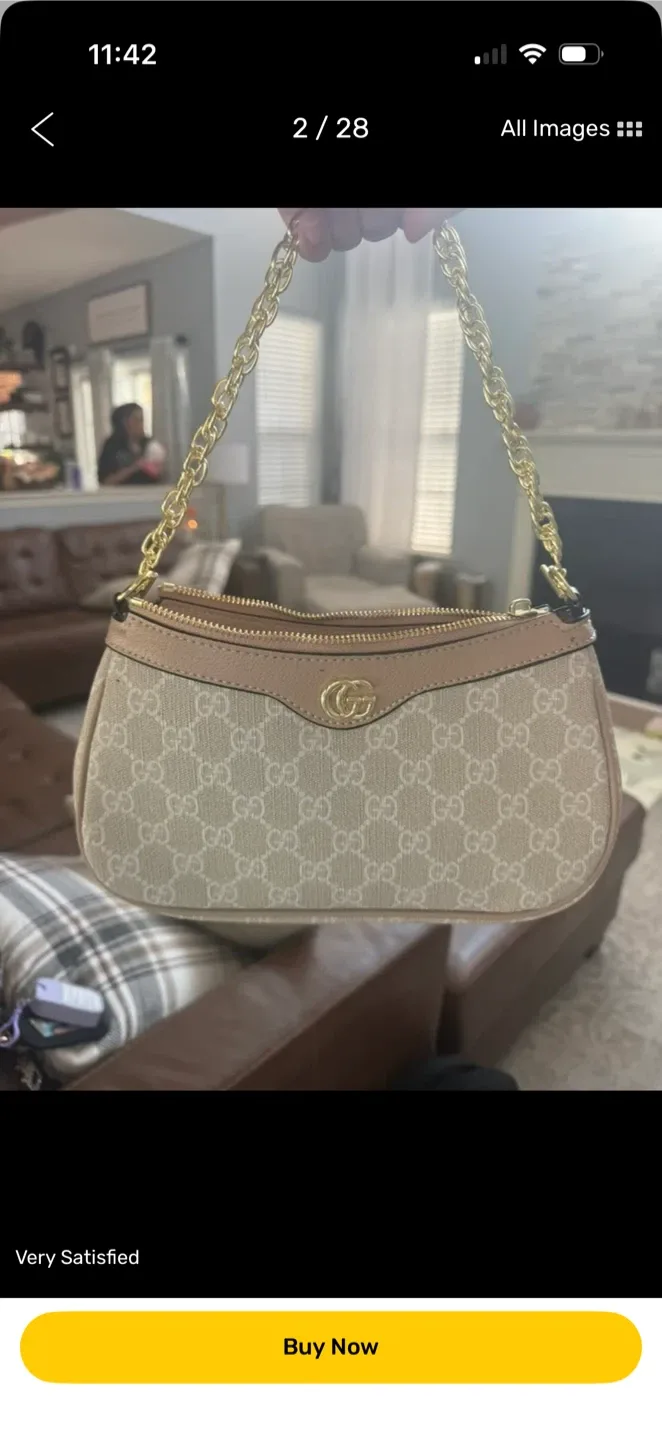 Gucci Beige Chain Shoulder Bag