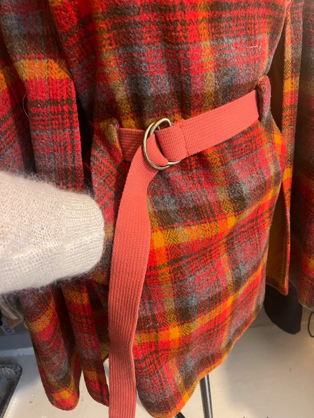 Vintage 60s Jerold Plaid Wool Cape Coat • Asymmetrical Jacket - photo 2