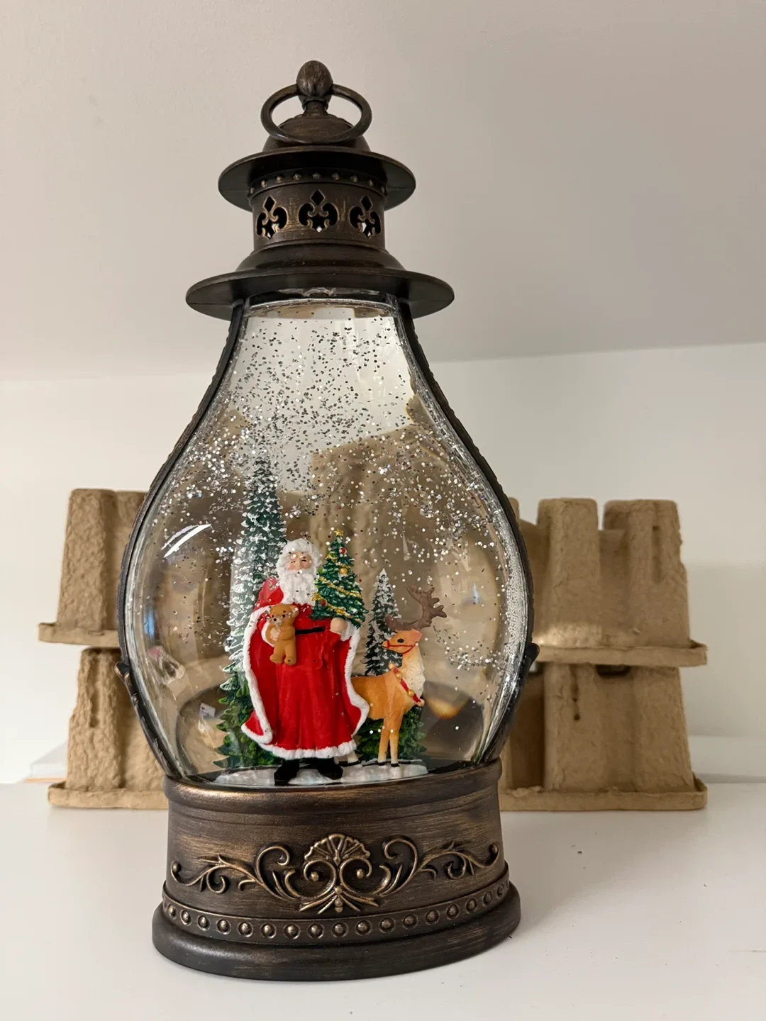 Christmas Snow Globe Lantern with Santa