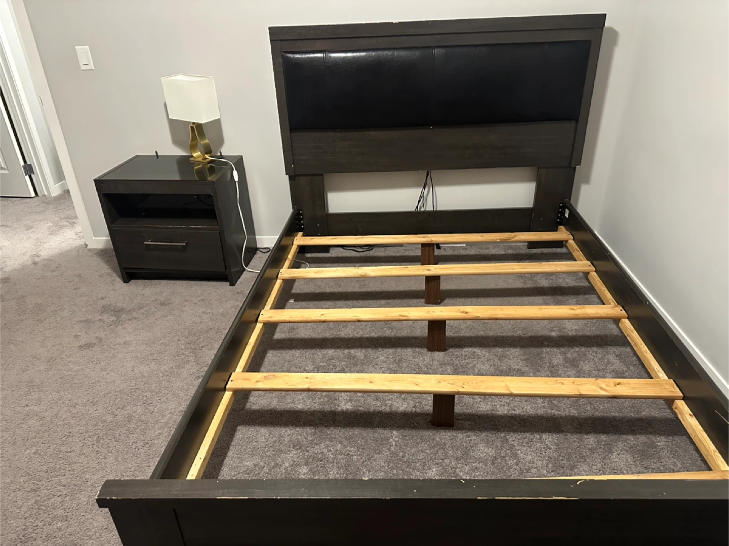 Queen Size Bed Frame - Dark Wood