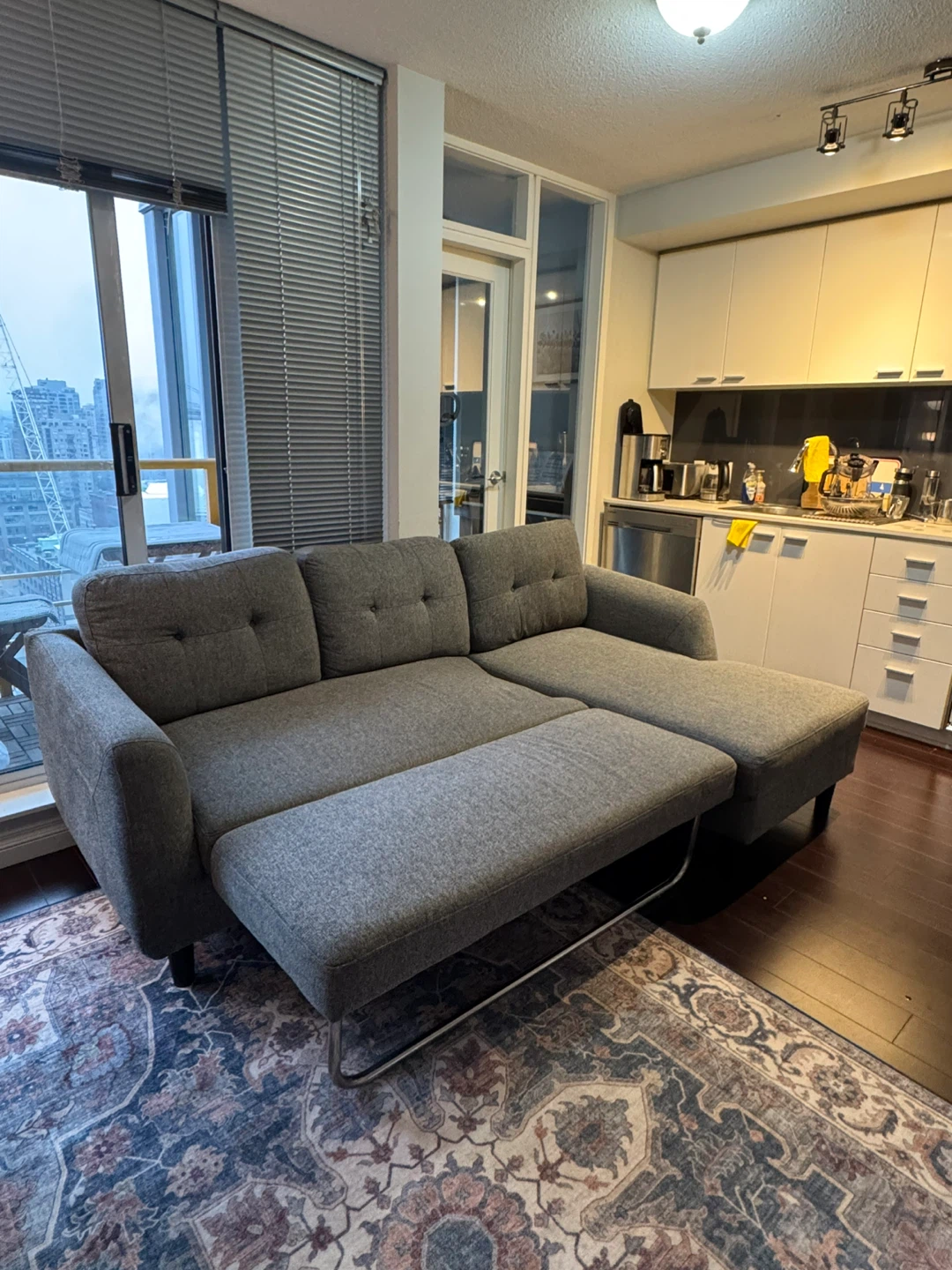 Grey Sectional Sofa Bed with Chaise – Excellent Condition - photo 3
