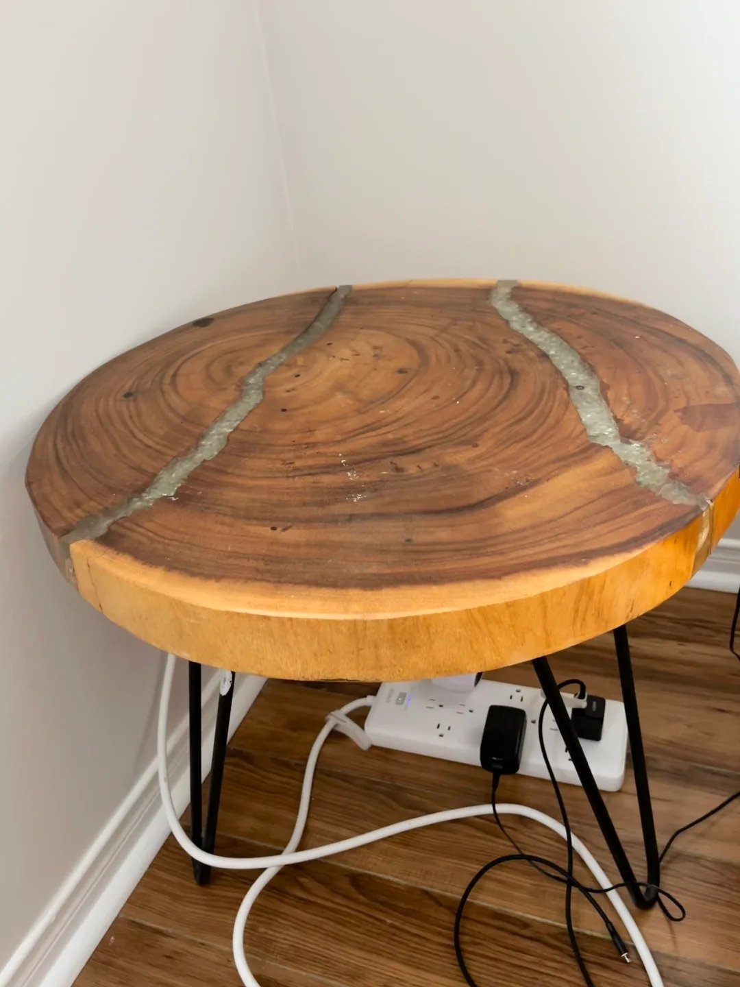 Round Wood & Resin Accent Table
