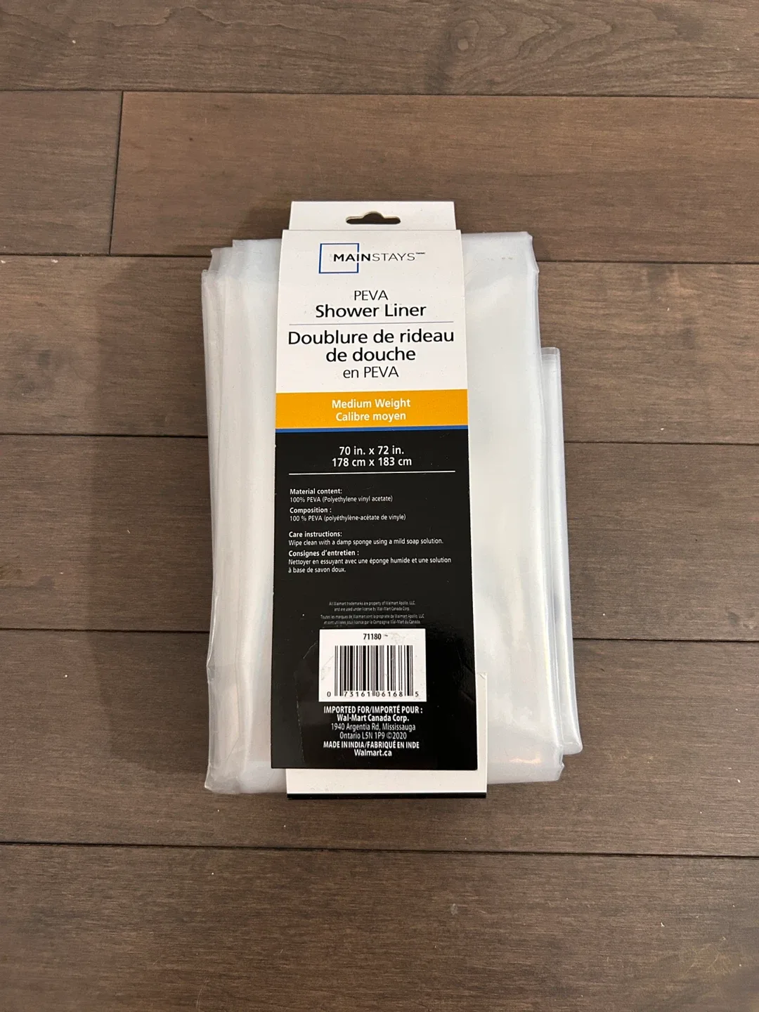 Shower Curtain. Mainstays PEVA Shower Liner - 70 x 72 inches