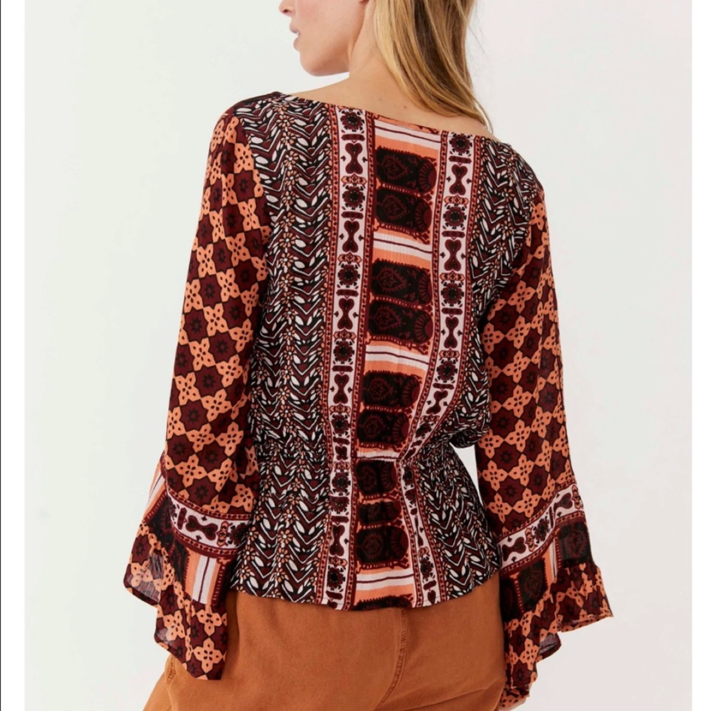 Free People Movement Rosalie Bell Sleeve Wrap Top Boho Blouse - photo 2