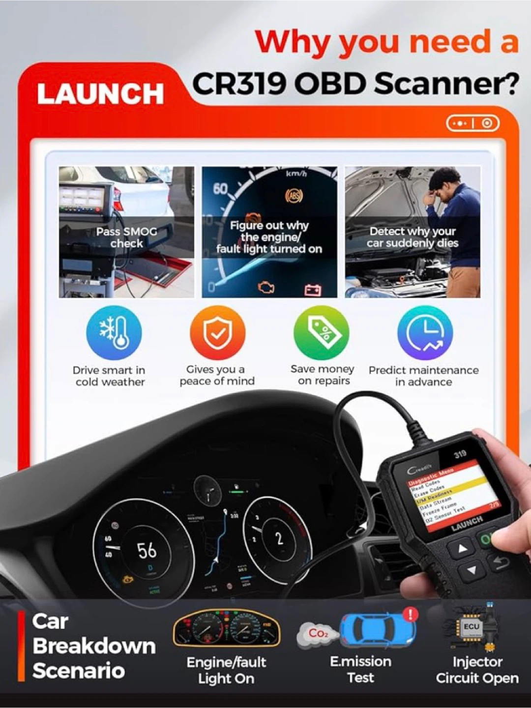 LAUNCH Creader 319 OBD-II Scan Tool - photo 2