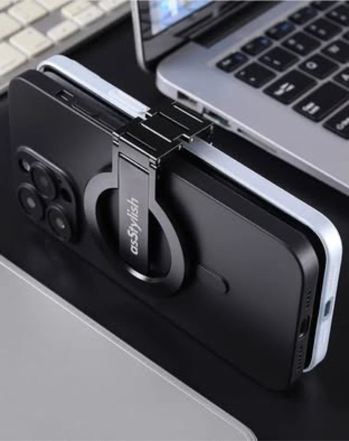 asStylish Phone Holder Stand - Black/Silver - photo 2
