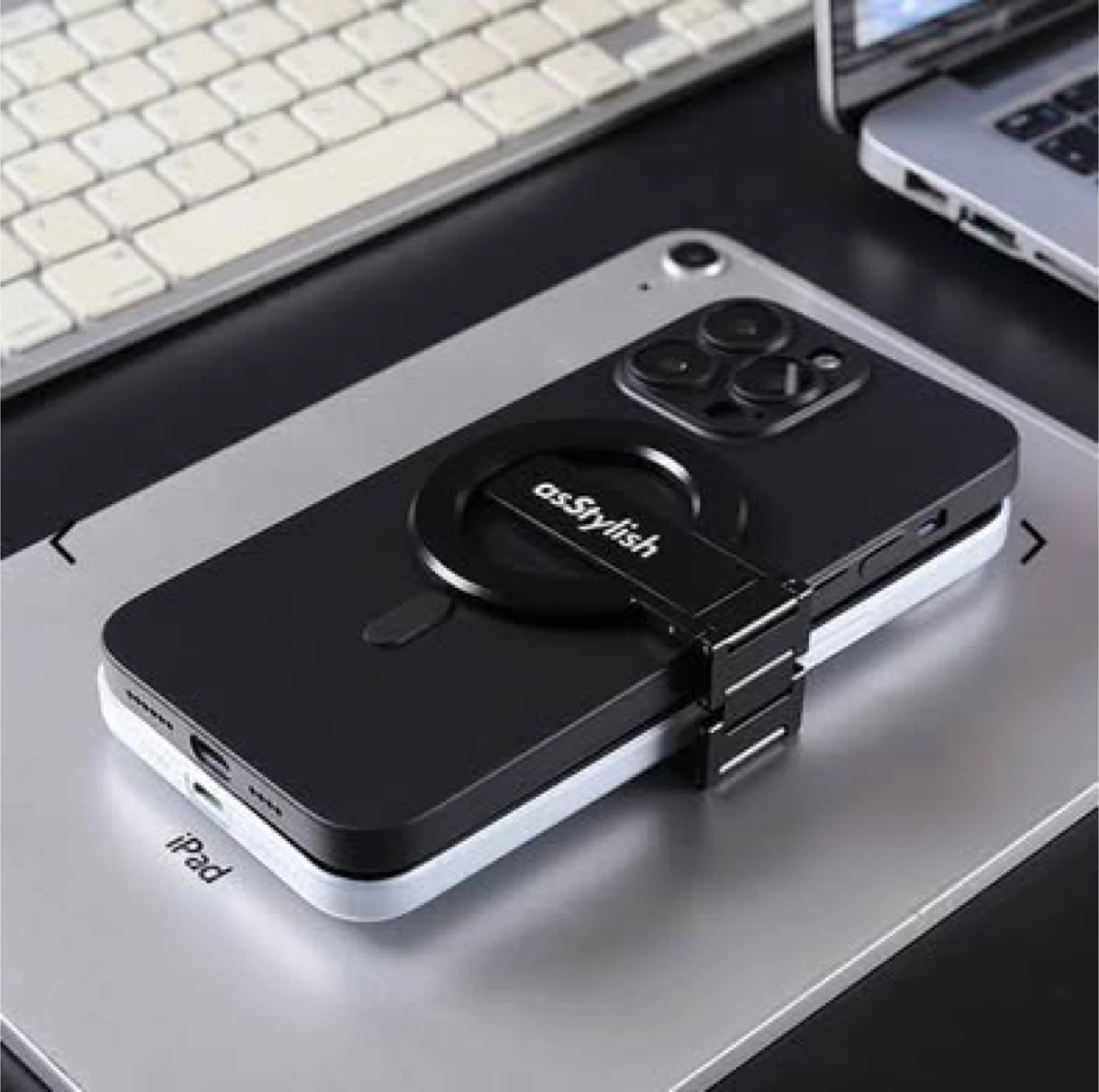asStylish Phone Holder Stand - Black/Silver - photo 4