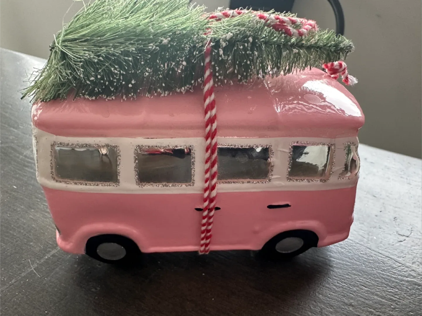 Pink VW Style Bus Christmas ornament