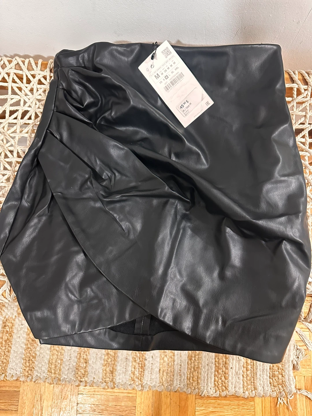 Ruffled pleather mini skirt