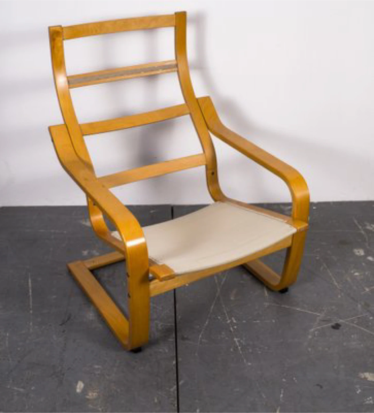 IKEA Poang Chair - Birch Veneer & White Cushion