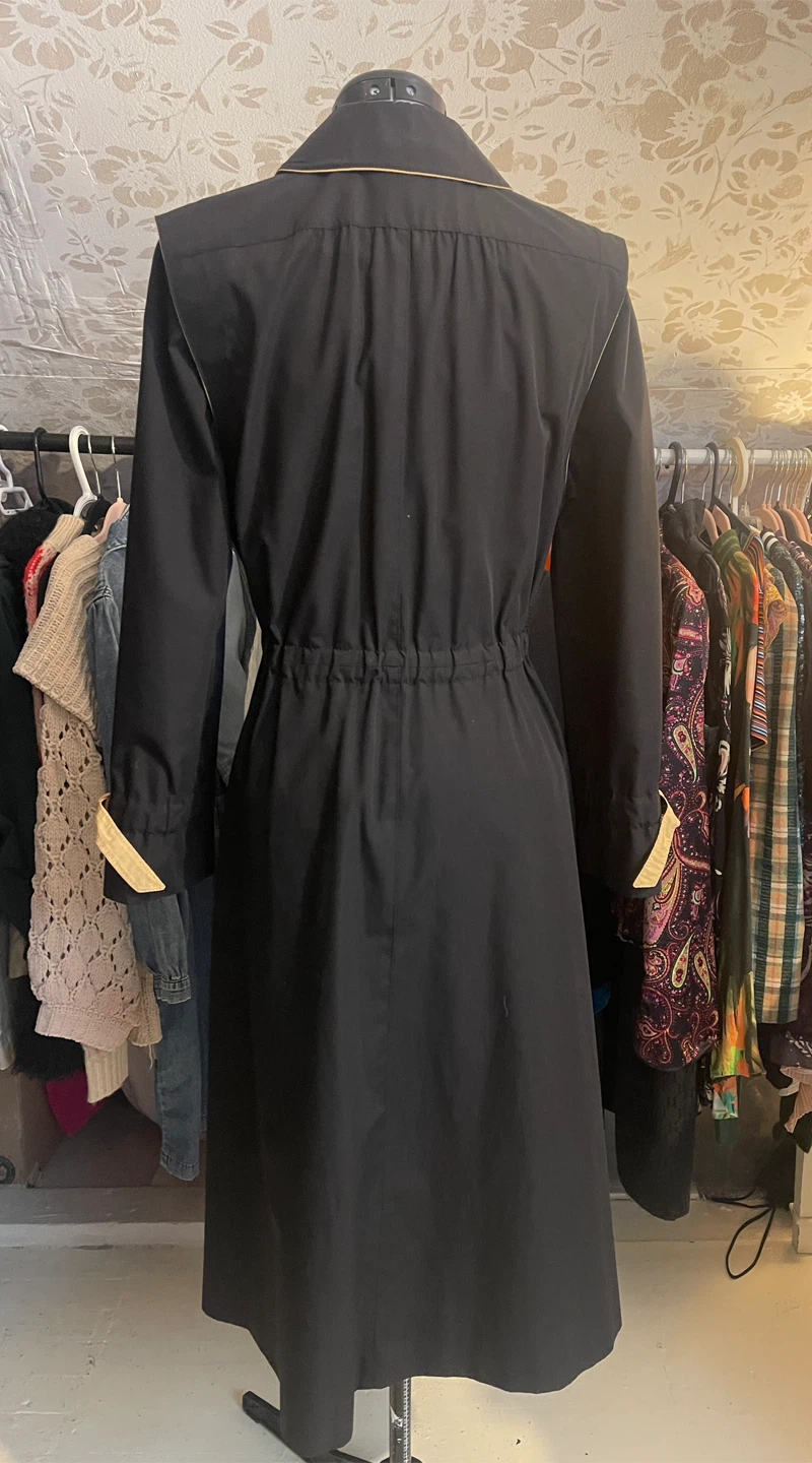 Vintage West Germany Black Trench Dress Coat – Size 36 fits S/M - photo 2