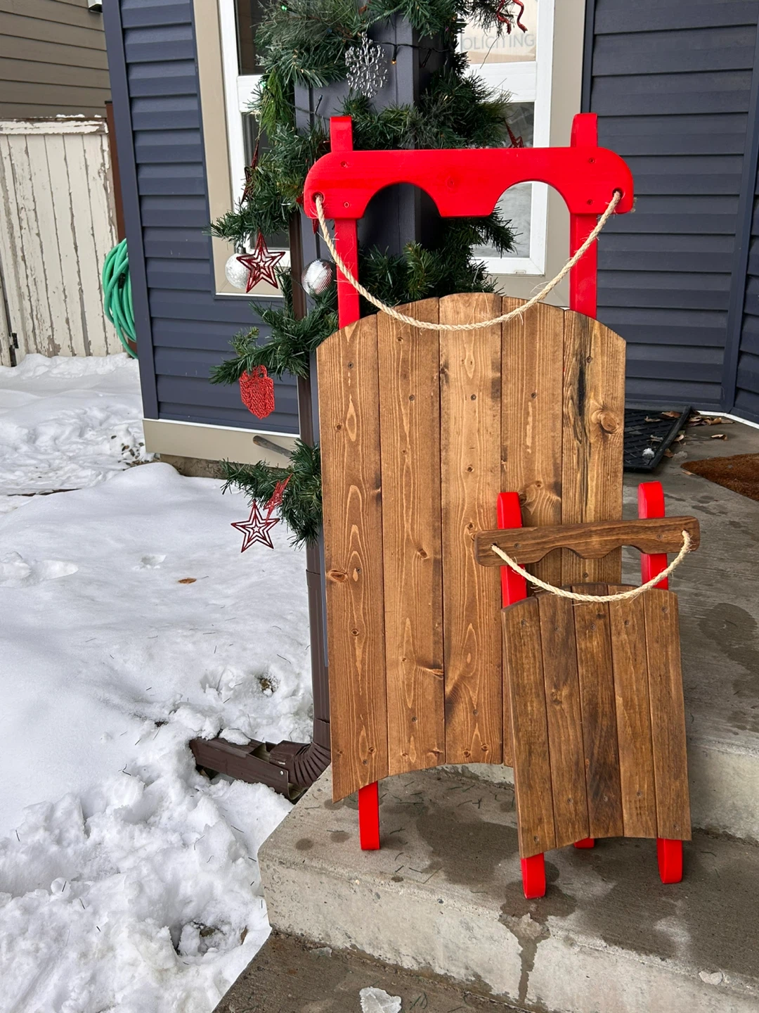 Handmade Wooden Sleds - Set of 2