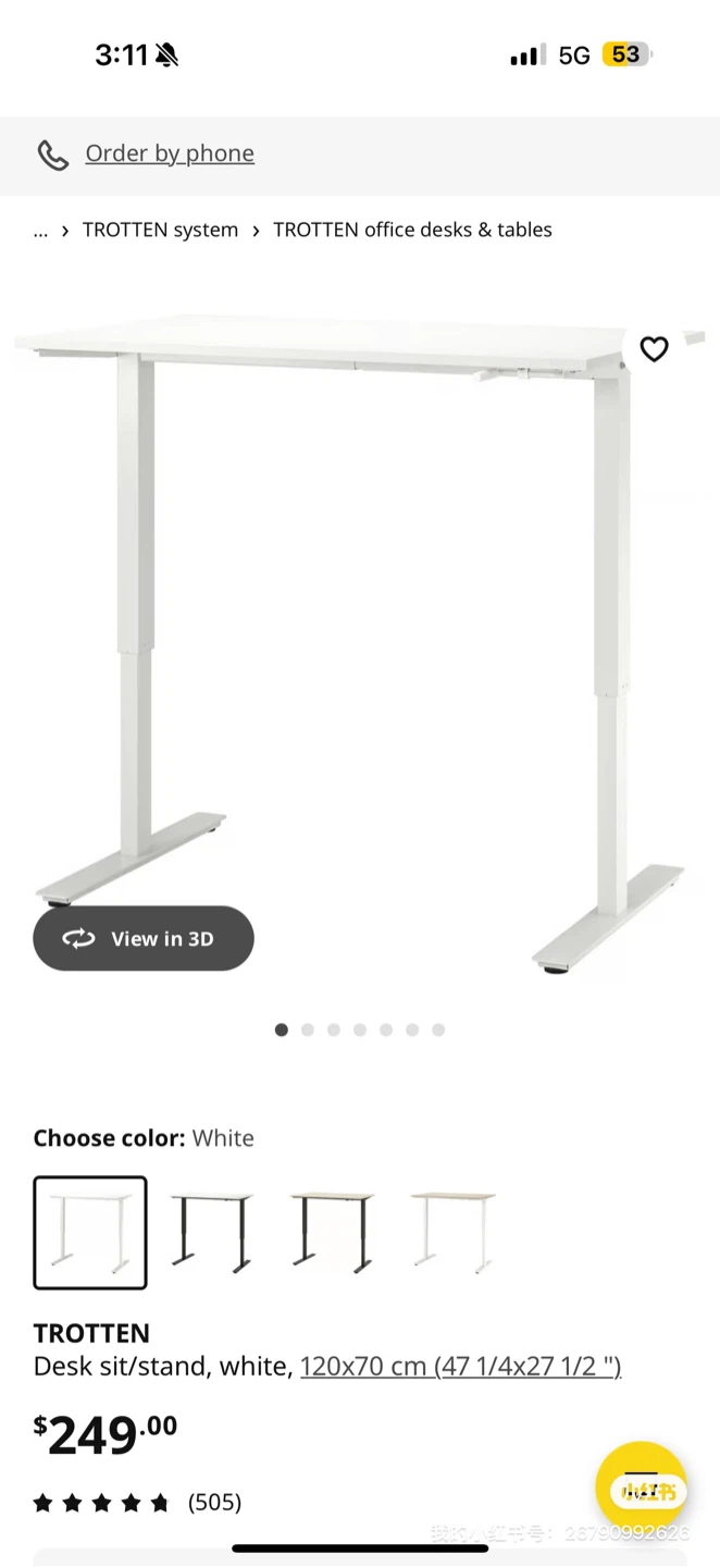 IKEA Trotten White Sit/Stand Desk - photo 2