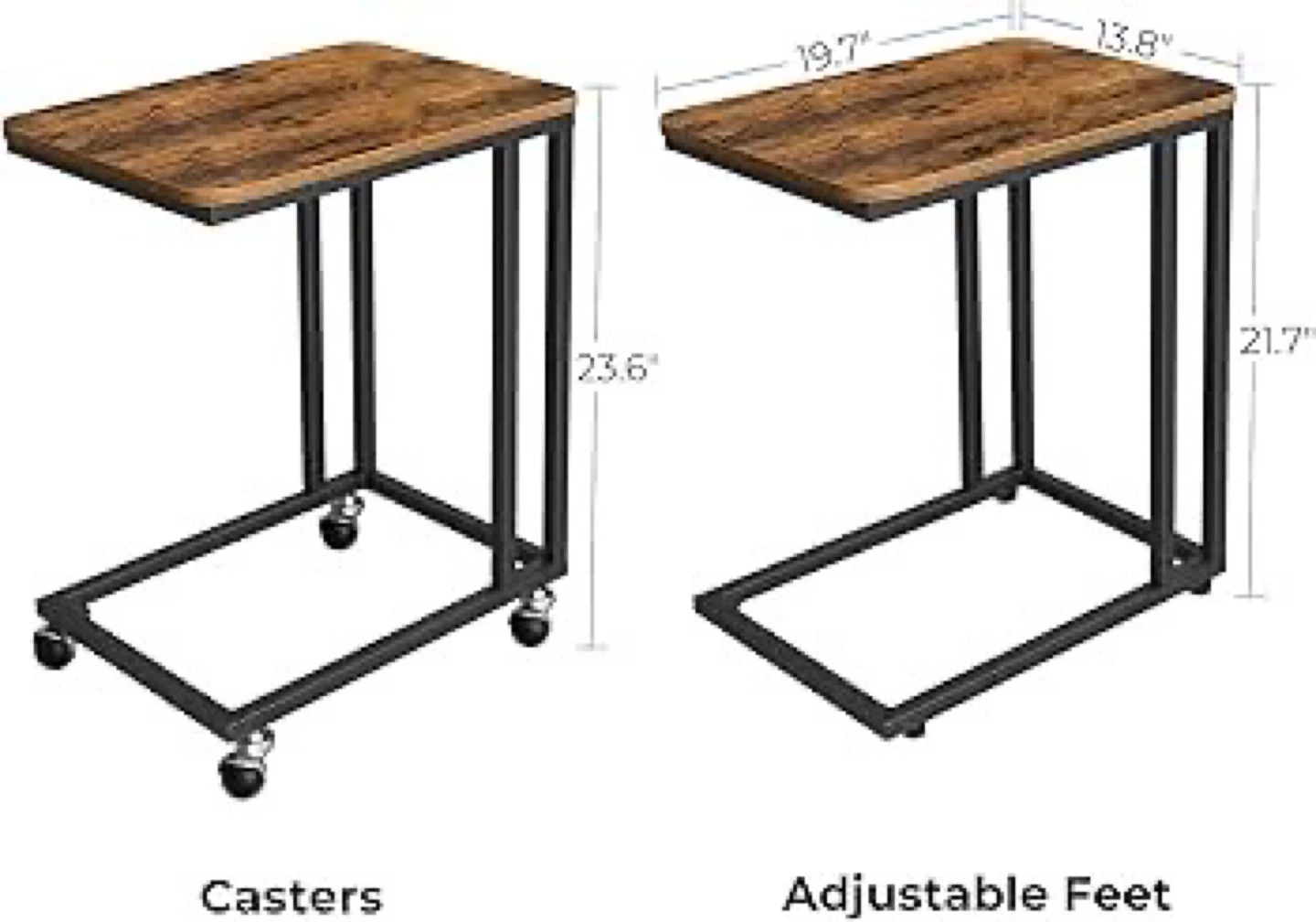 Brown C-Shaped End Table with Metal Frame - photo 2