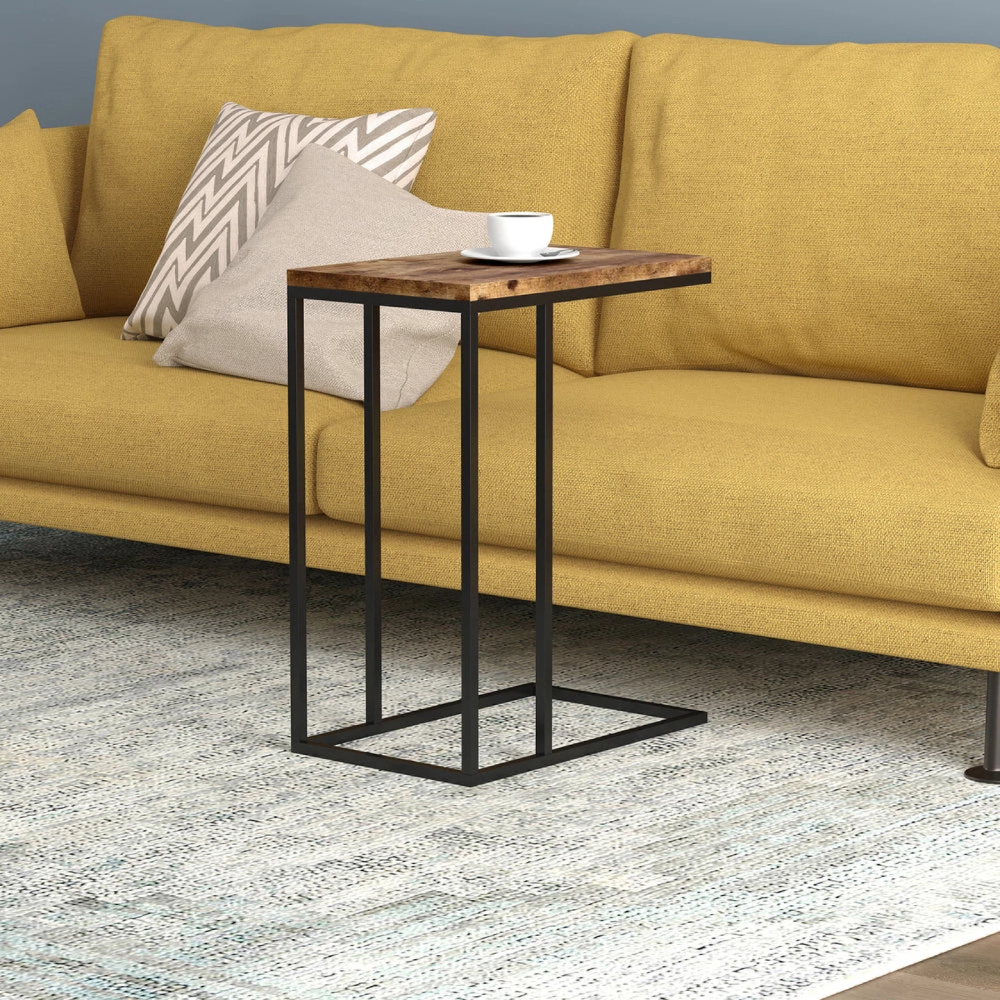 Rolling Side Table - Brown & Black - photo 4