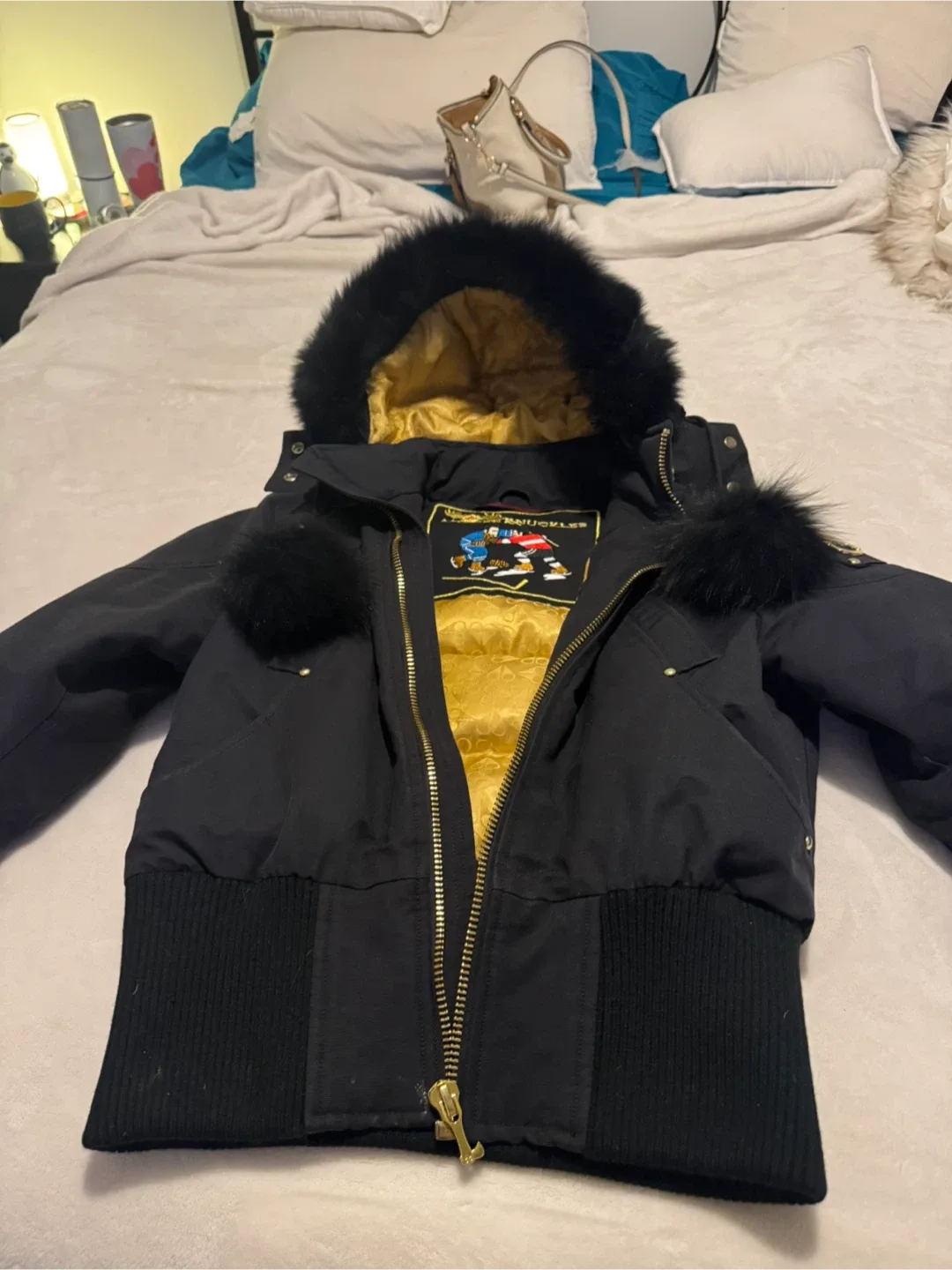 Moose Knuckles Black Bomber Jacket