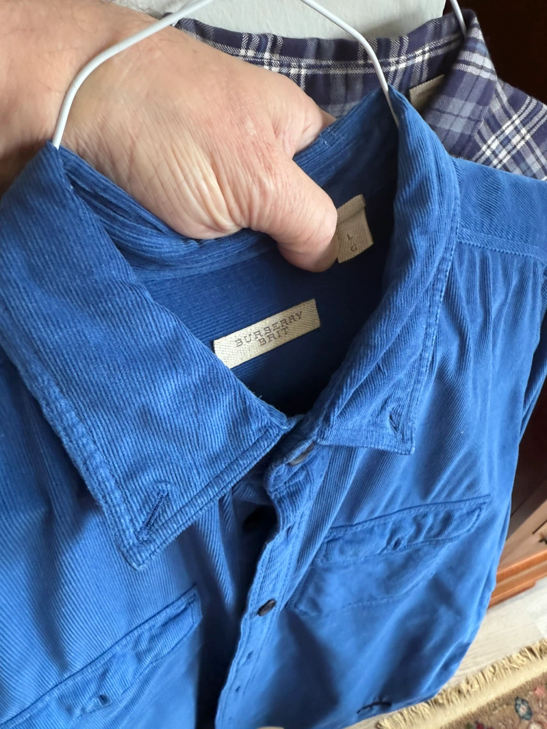 Burberry Brit Blue Corduroy Shirt - Size L