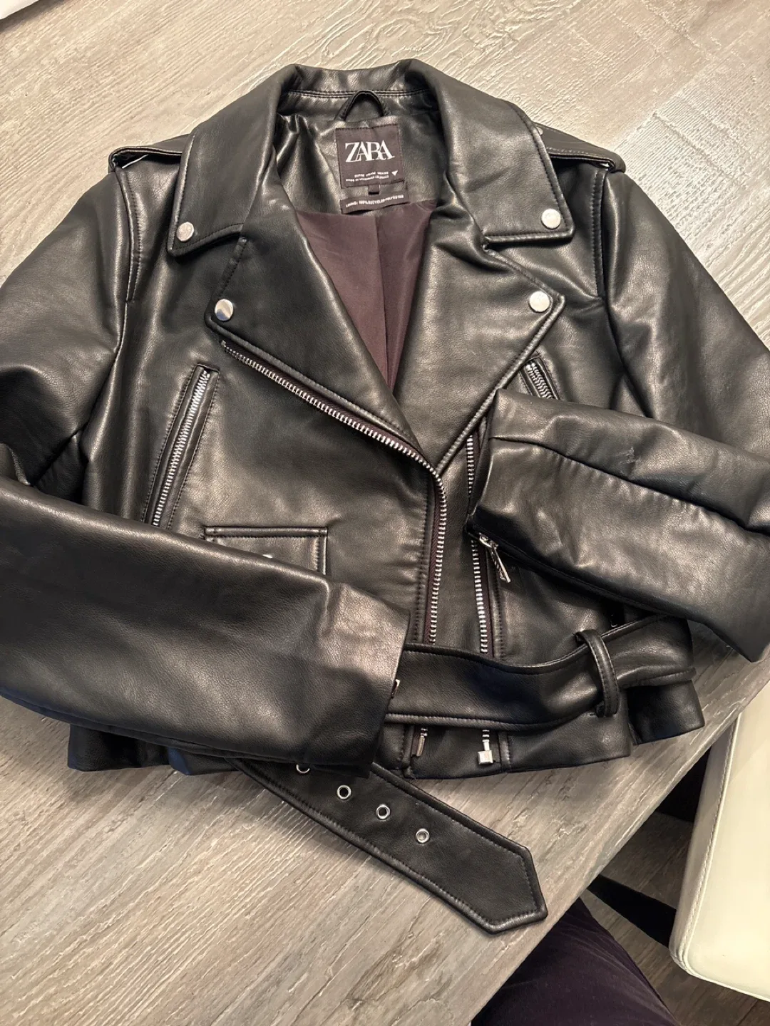 Zara Black Faux Leather Biker Jacket