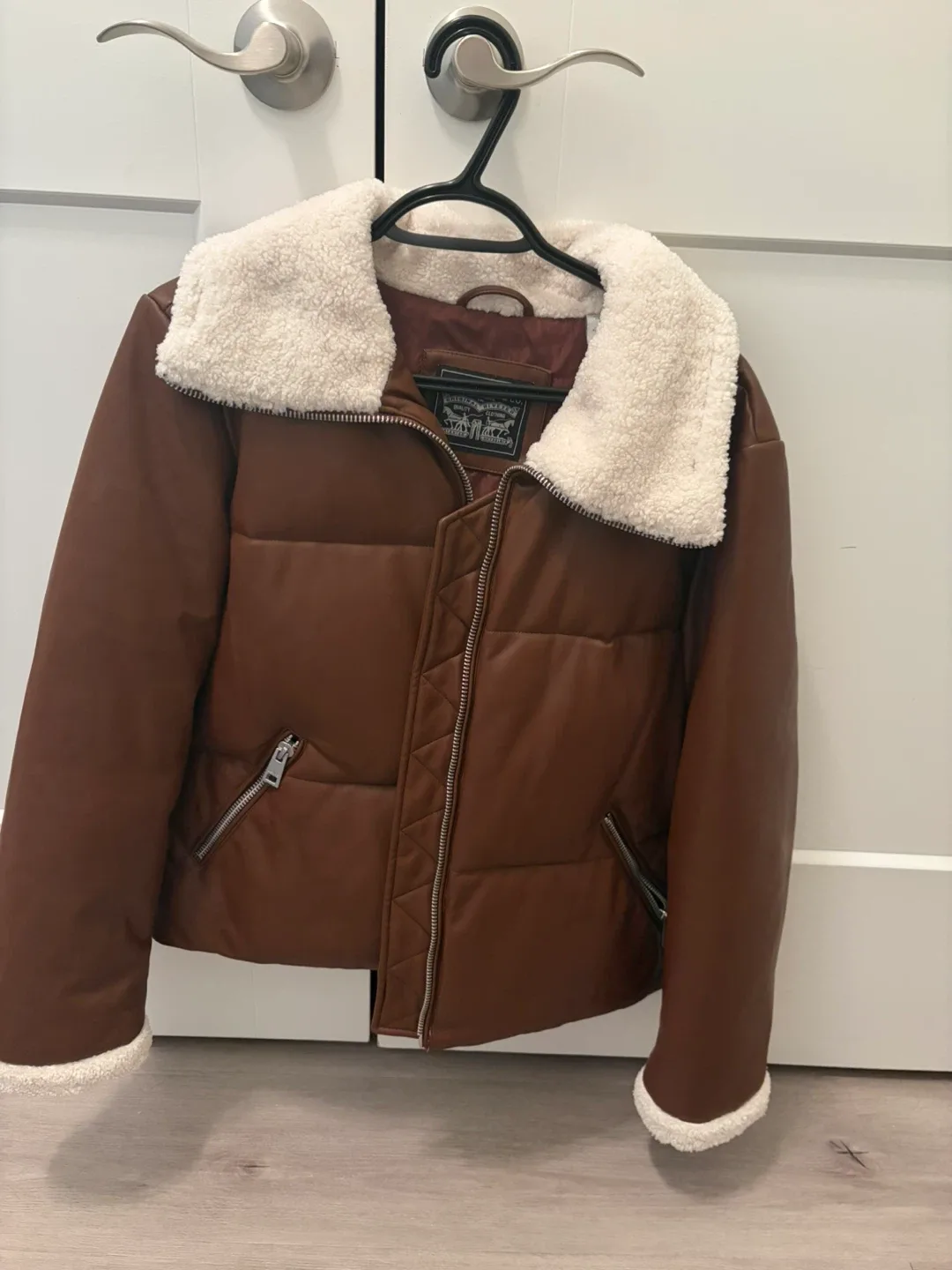 Levi's Brown Faux Leather Puffer Jacket