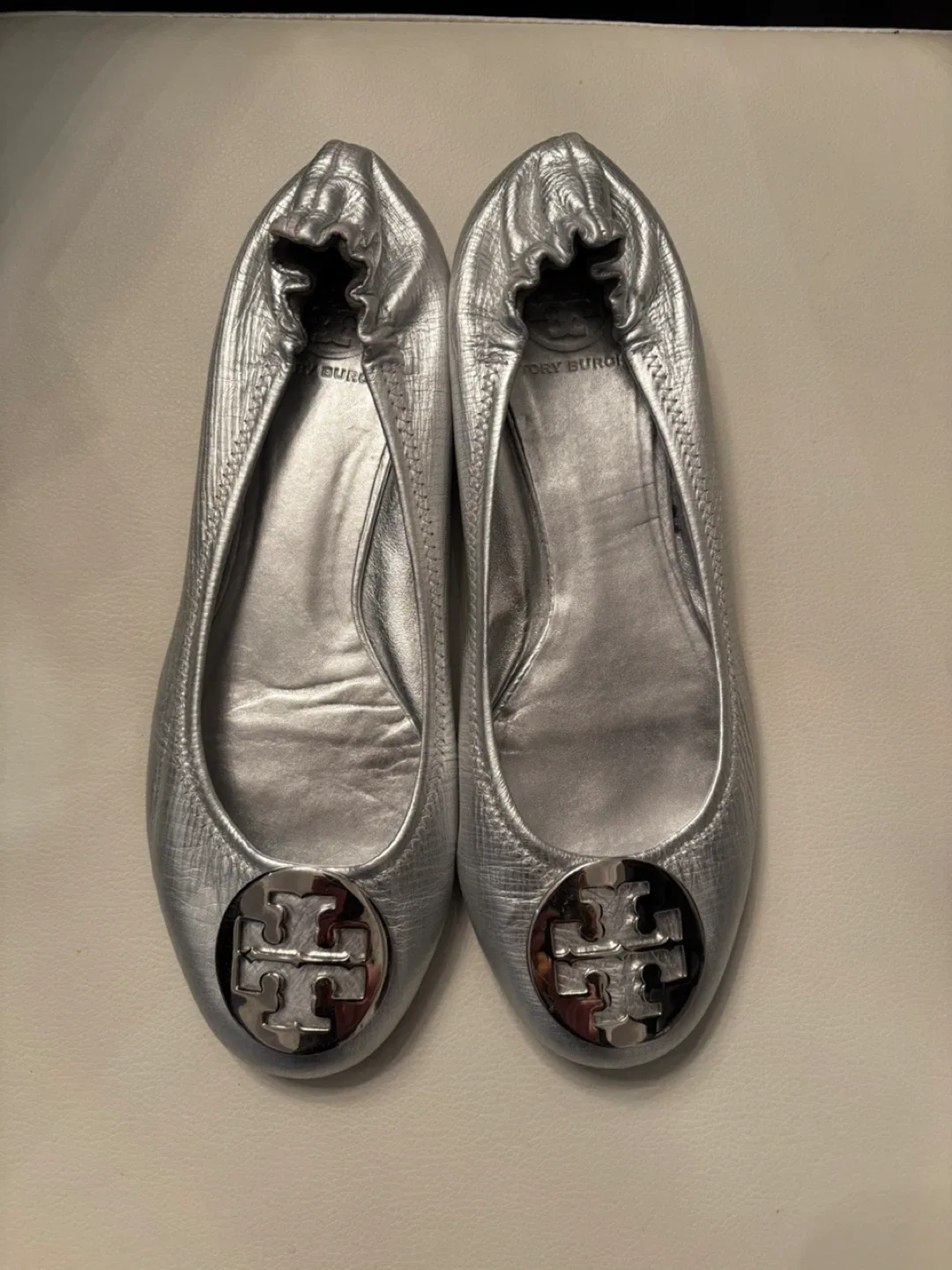 Tory Burch Silver Ballet Flats