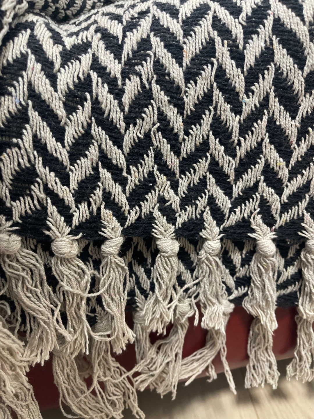 Black & White Throw Blanket with Tassels - photo 3