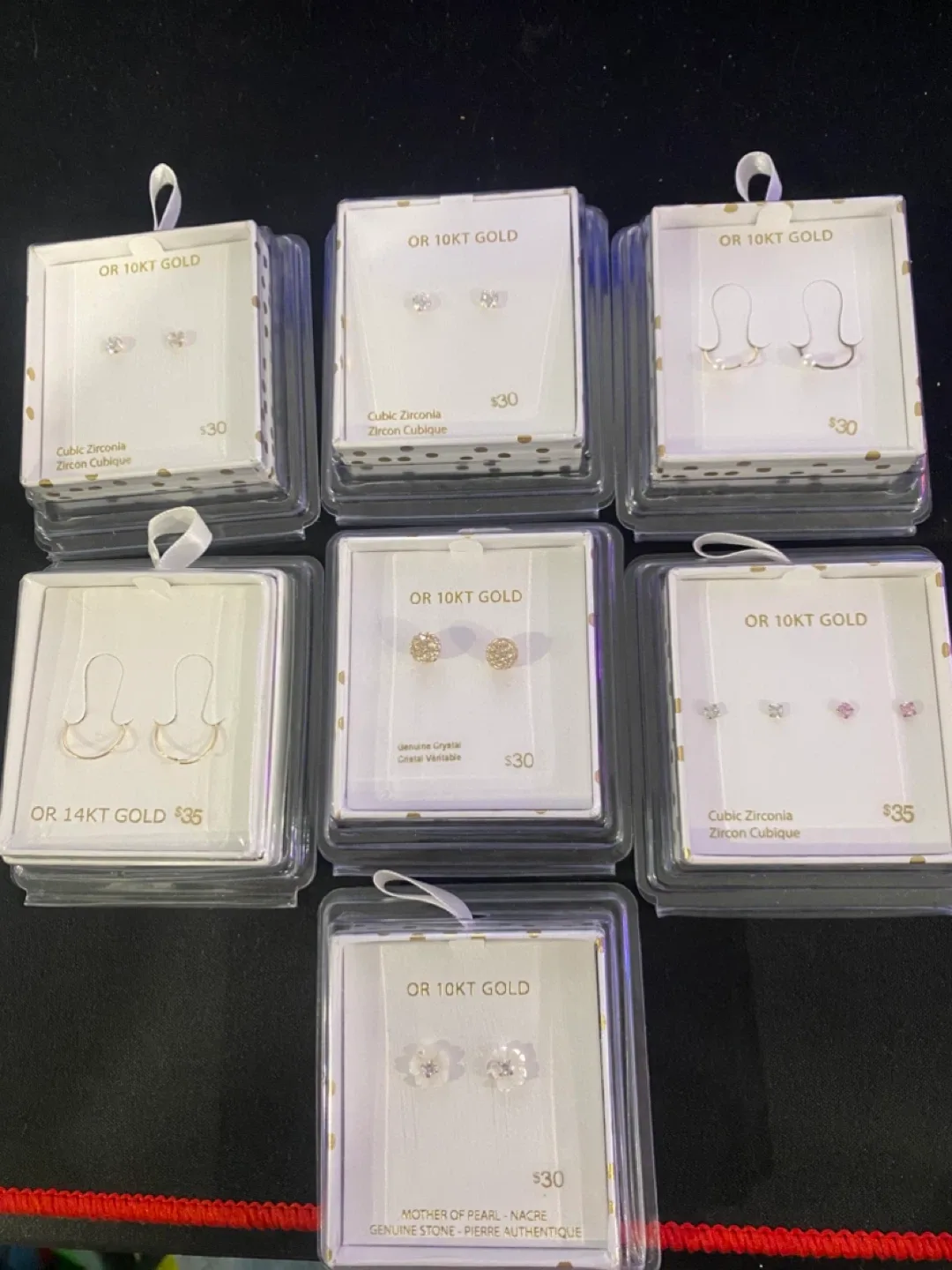 New OR 10KT Gold Stud Earrings - Cubic Zirconia