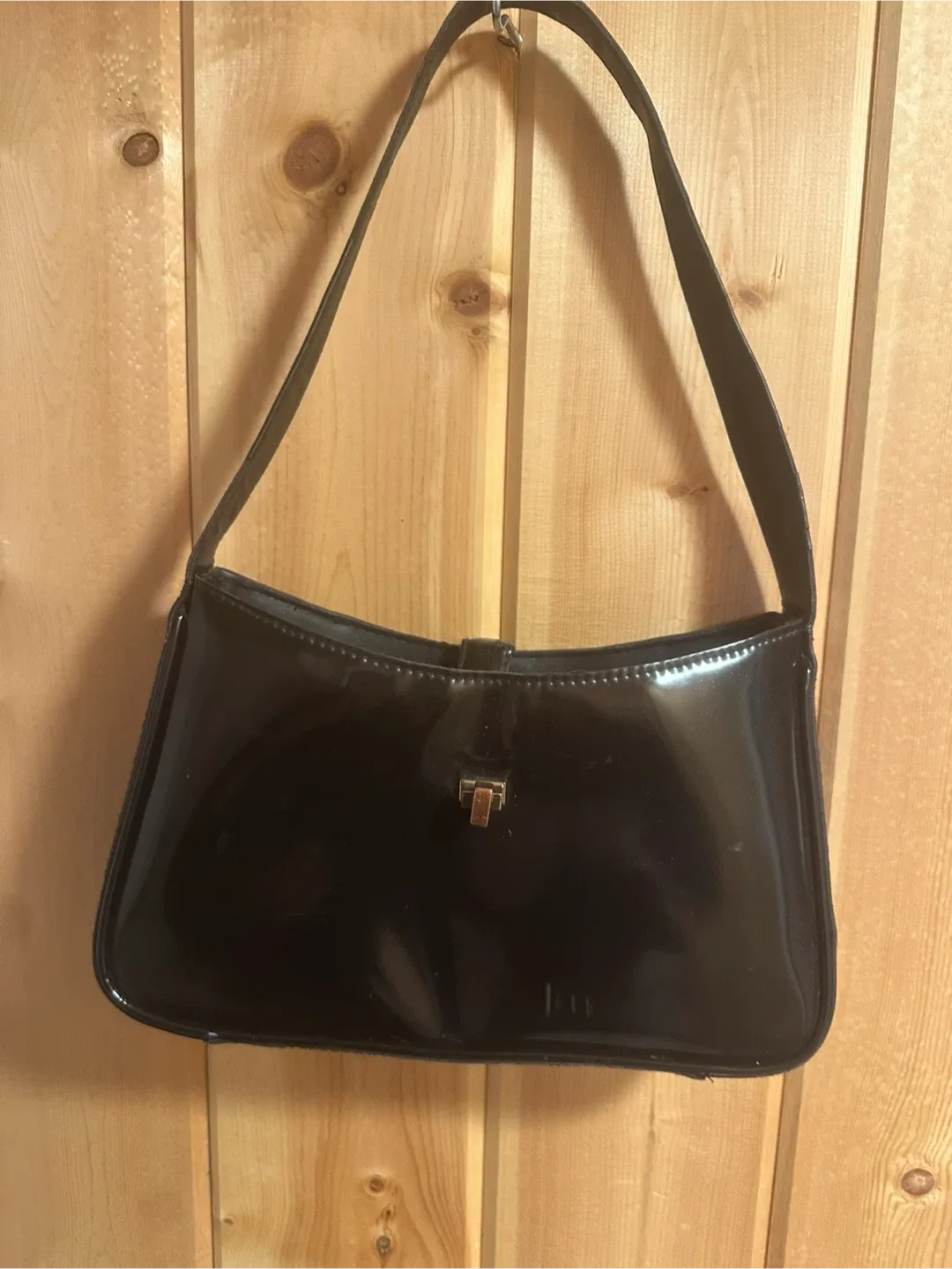 Liz Claiborne Black Patent Leather Shoulder Bag