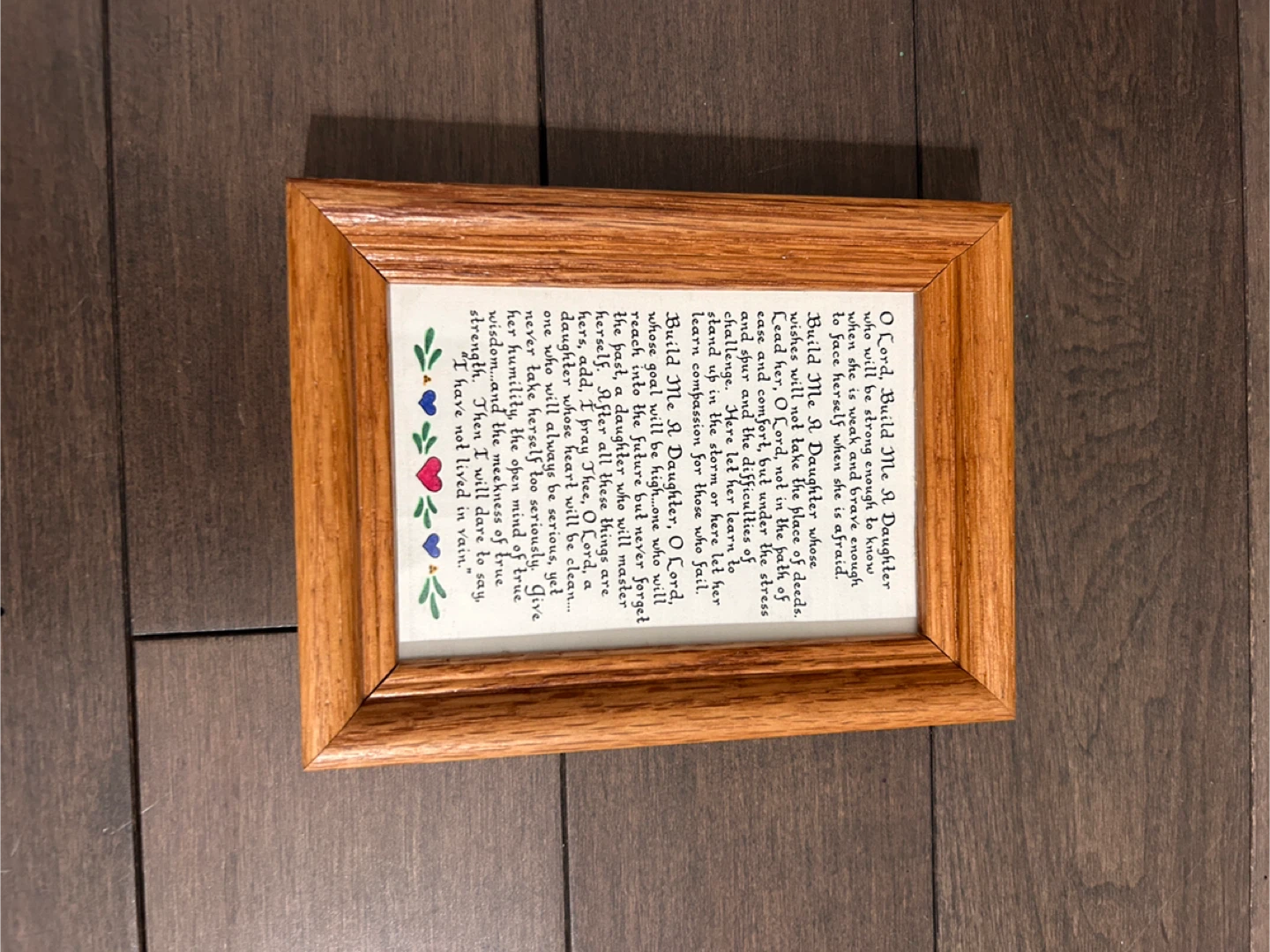 Framed 'Build Me A Daughter' Poem