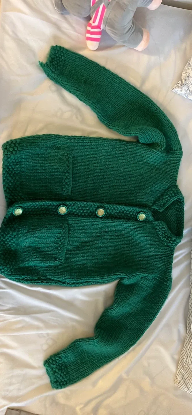 Hand-knitted Green Cardigan