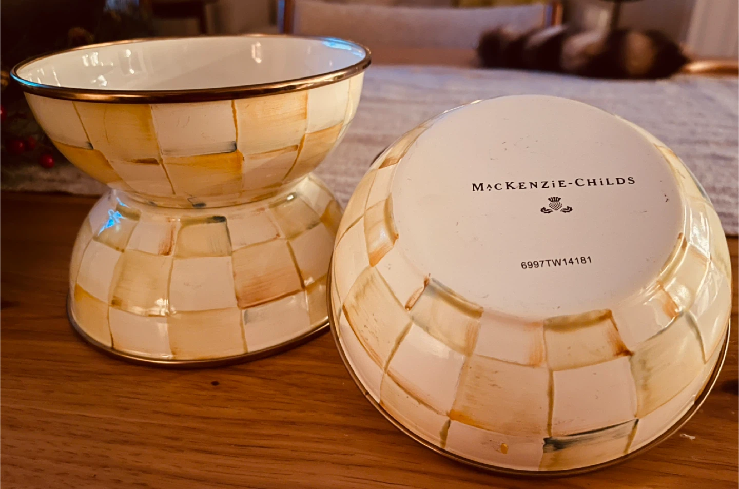 Mackenzie-Childs checkerboard parchment bowls set of four! - photo 3