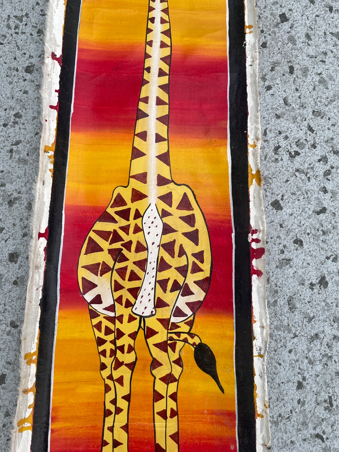 Zanzabar Tanzania cloth, giraffe, painting, tapestry, signed - photo 2
