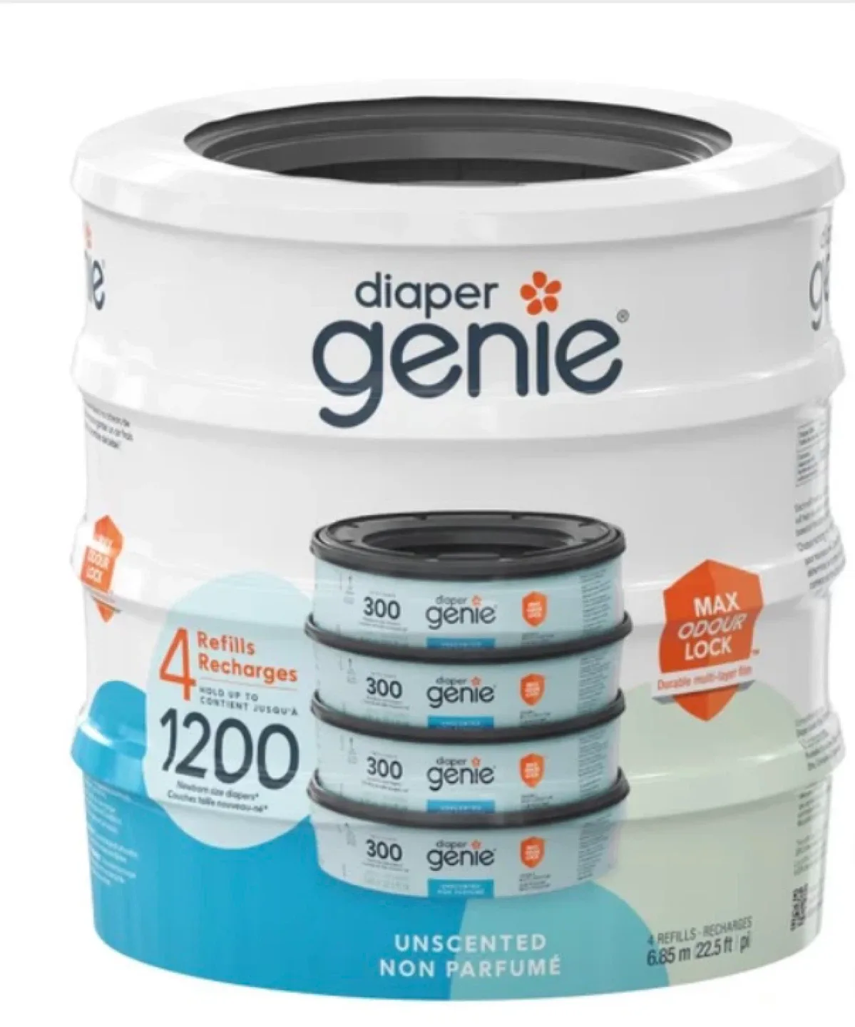 Diaper Genie 4 Refills (1200 Diapers)