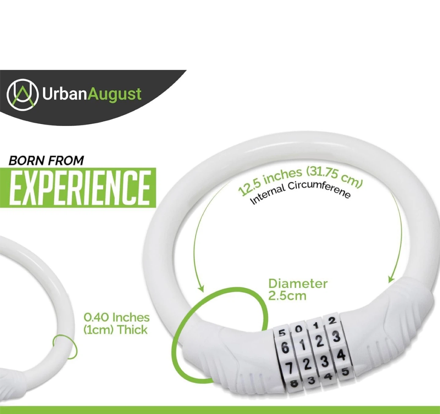 Urban August White Bike Lock - Size Small - photo 3