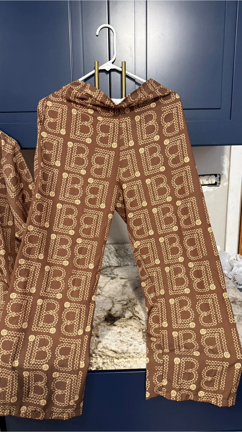 New La Lune Brown Patterned Shirt & Pants Set - photo 4