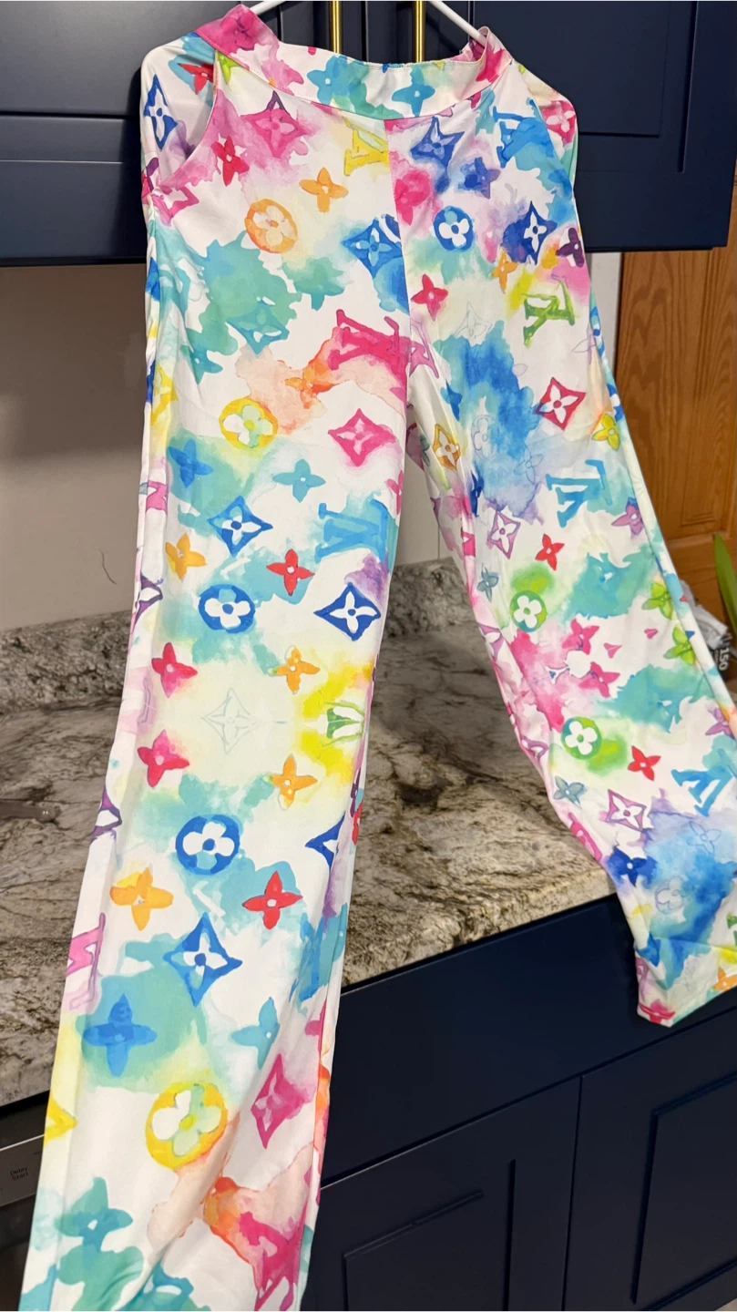 Women Multicolor Watercolor Pants size M - photo 2
