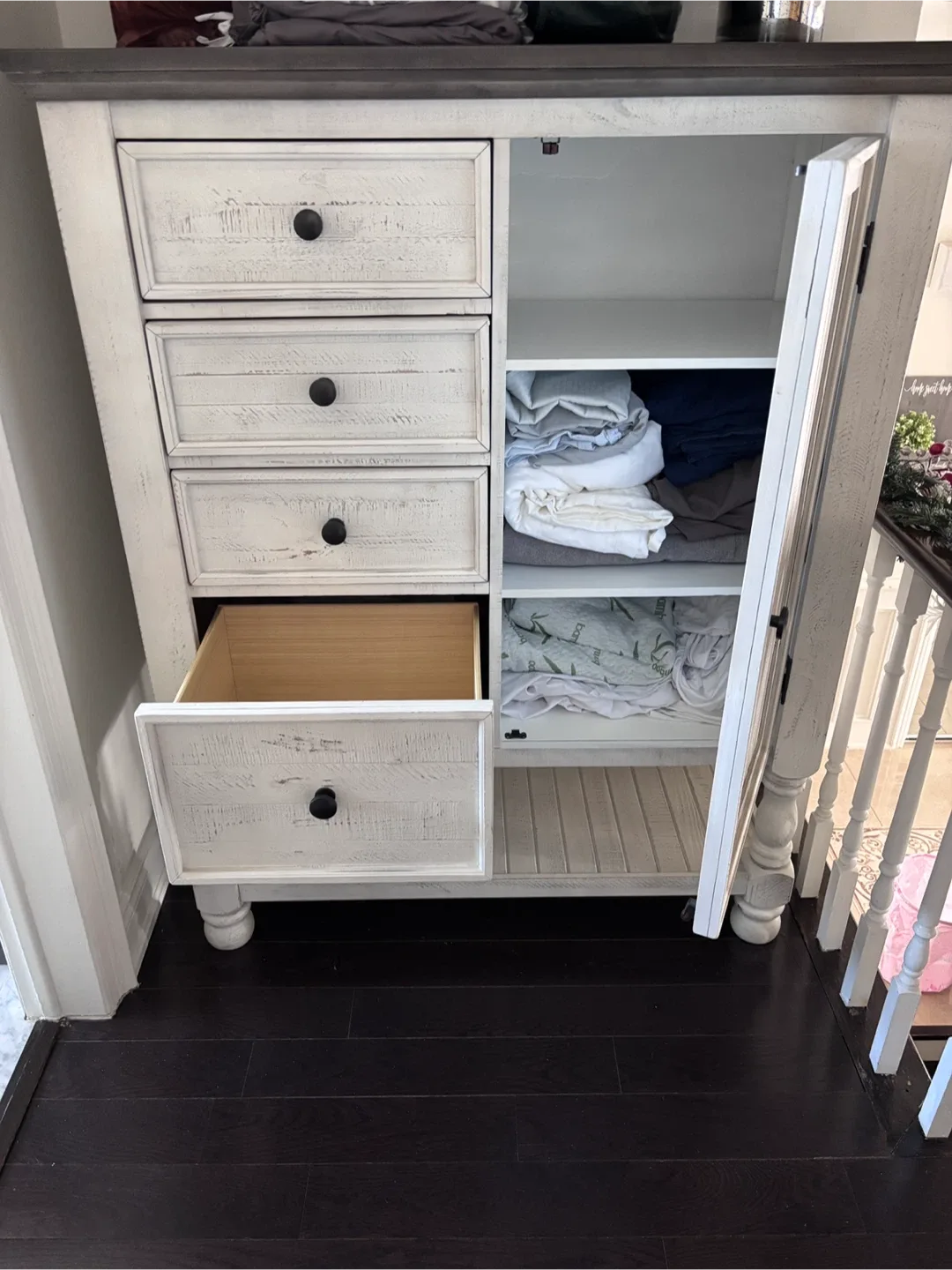White Wood Cabinet with Drawers image indicator(3)