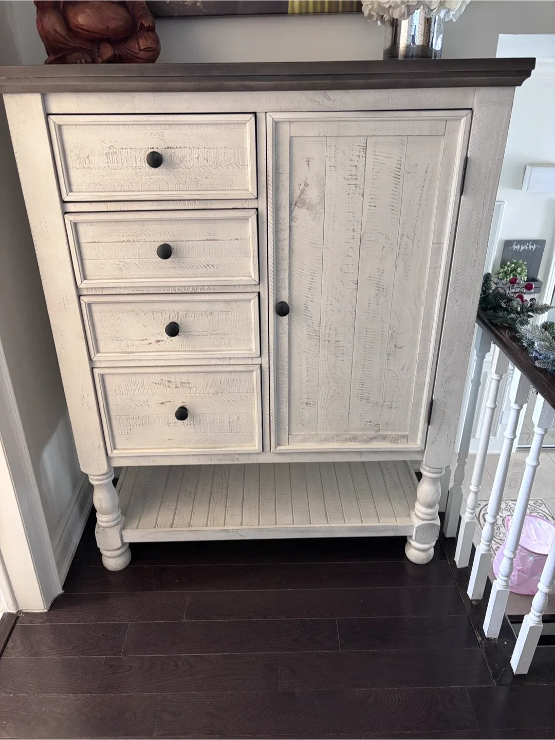 White Wood Cabinet with Drawers