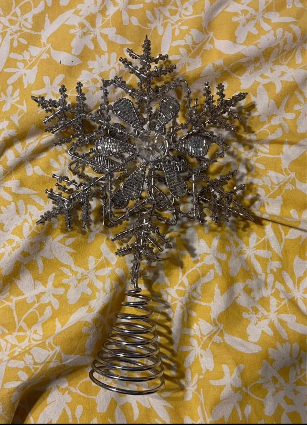 Beautiful Silver Snowflake Christmas Tree Topper